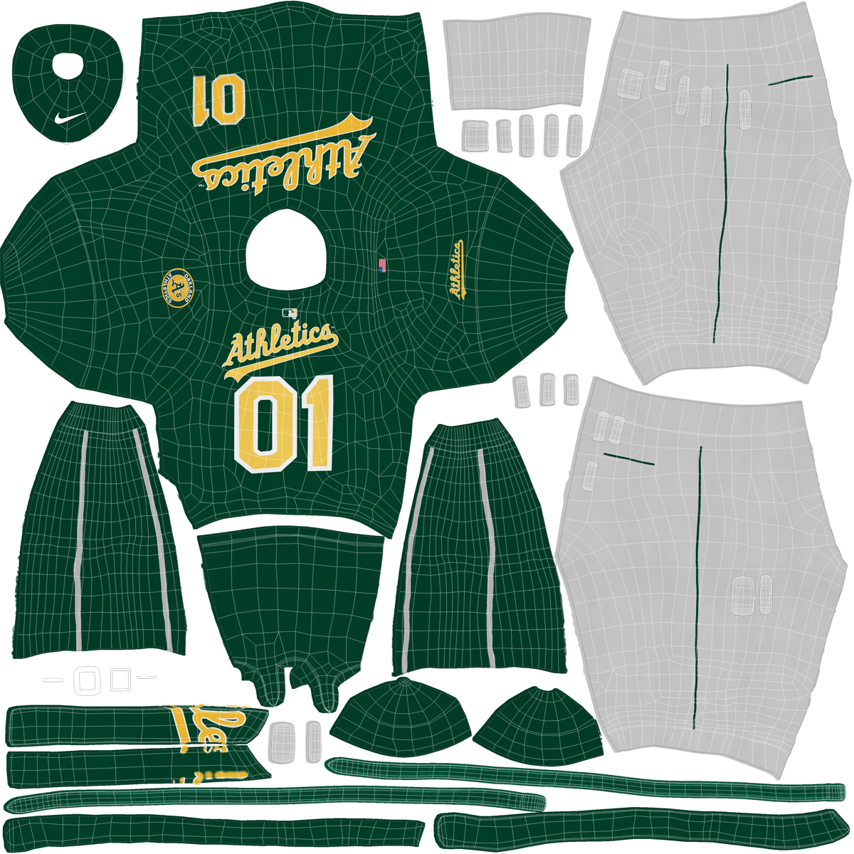 Baseball Player Outfit Athletics 3D