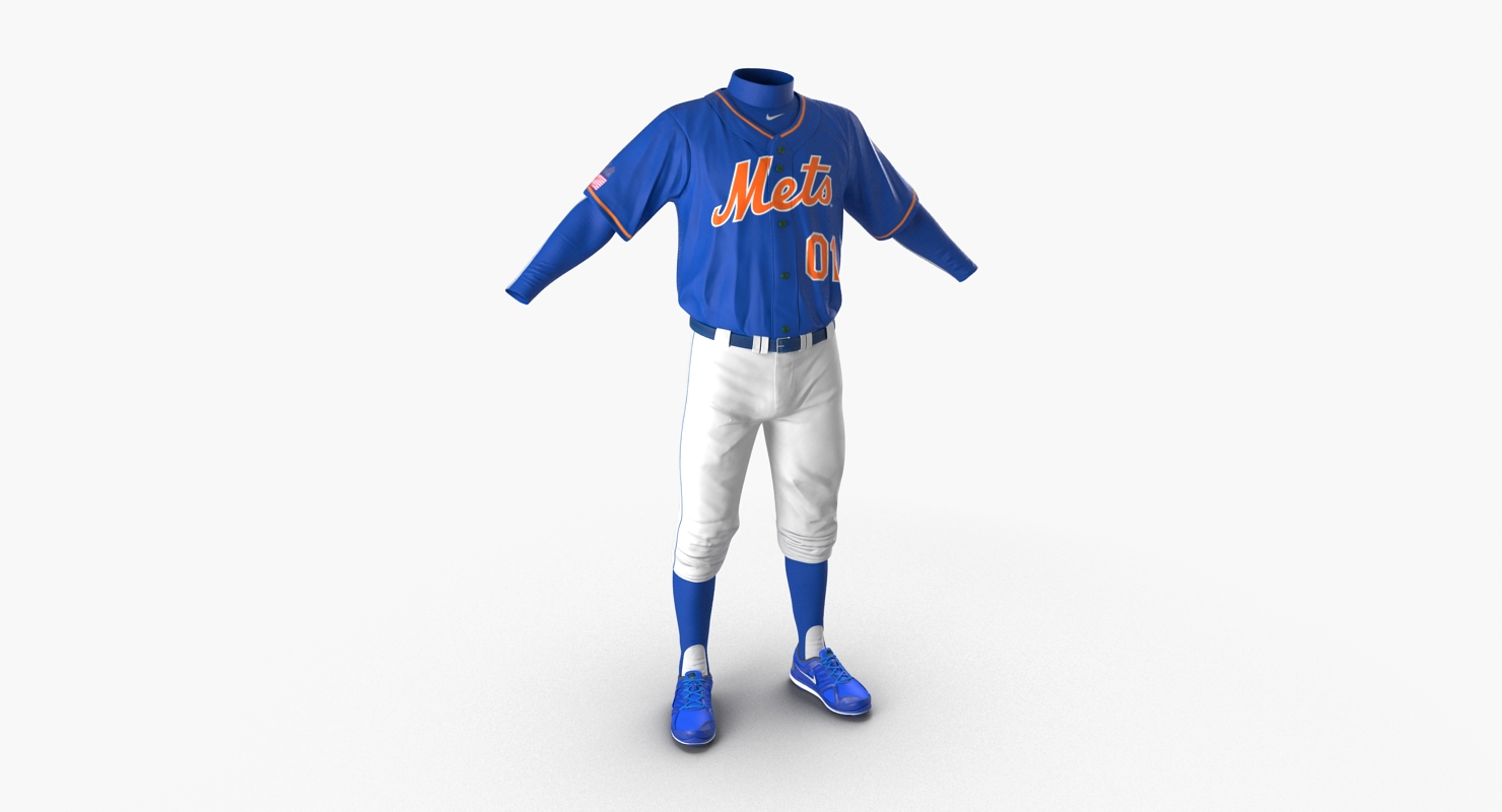 Baseball Player Outfit Mets 3 3D model