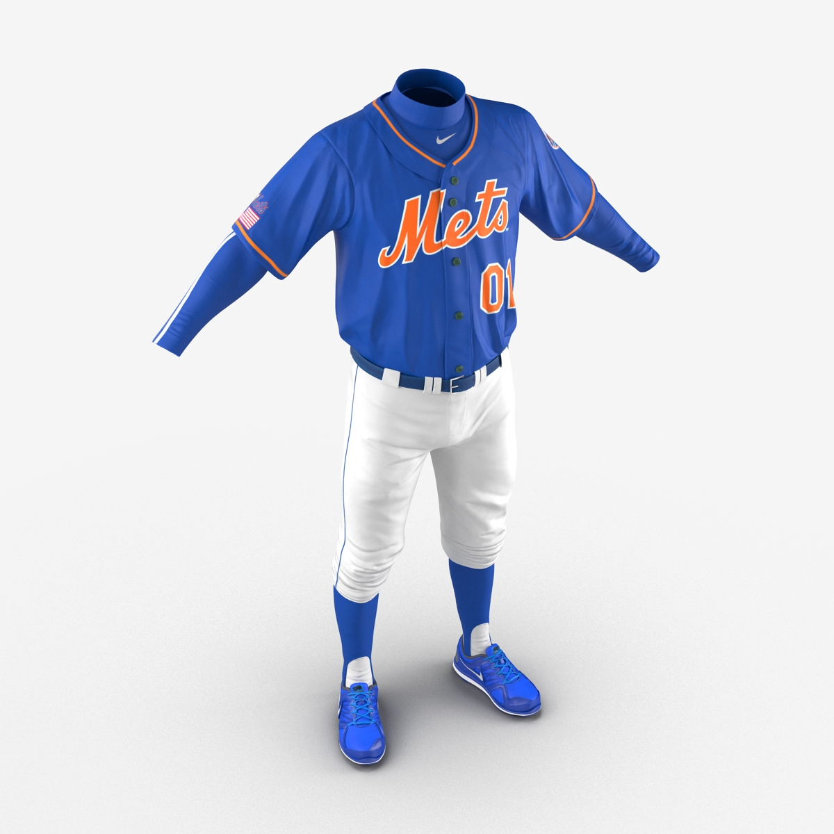 Baseball Player Outfit Mets 3 3D model