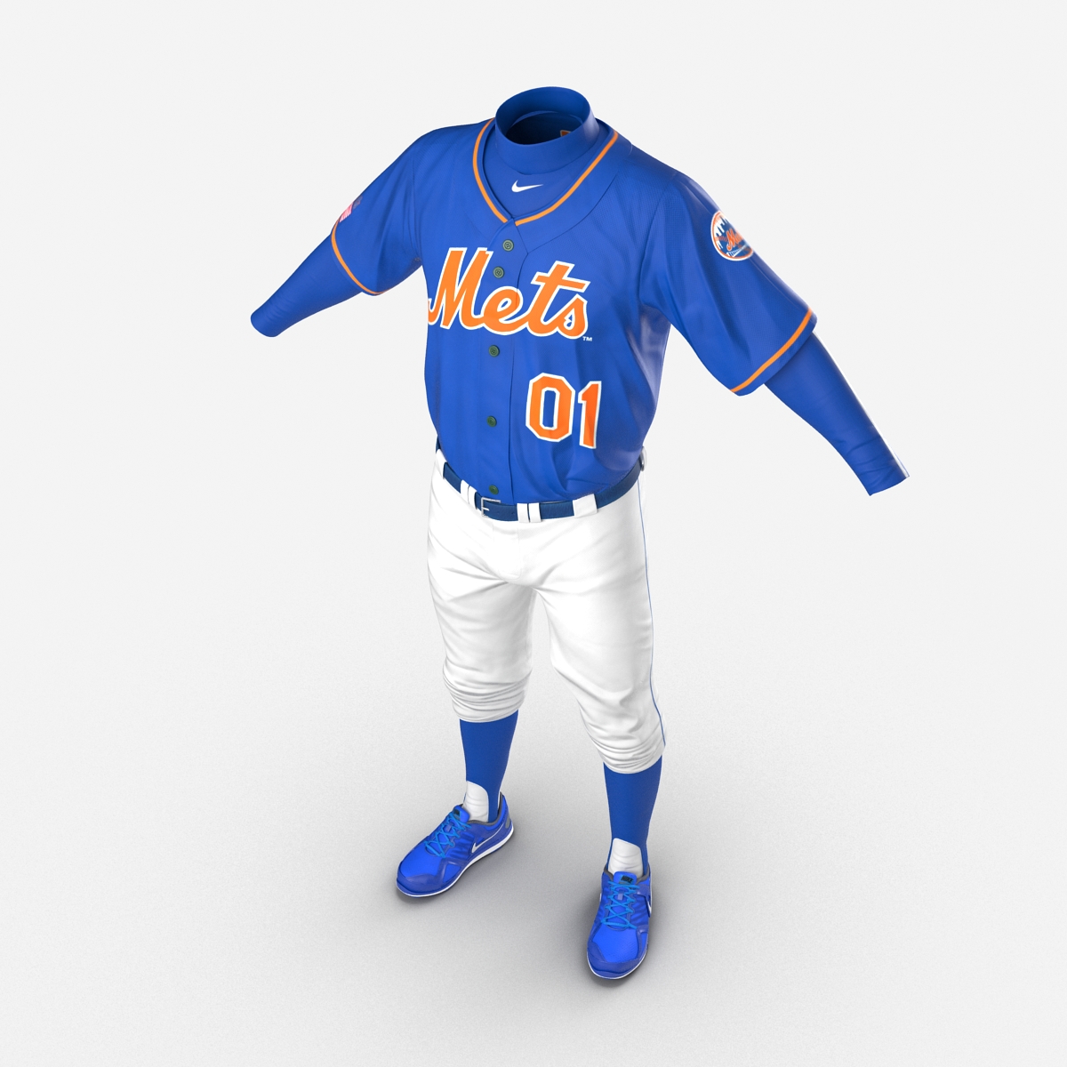 Baseball Player Outfit Mets 3 3D model