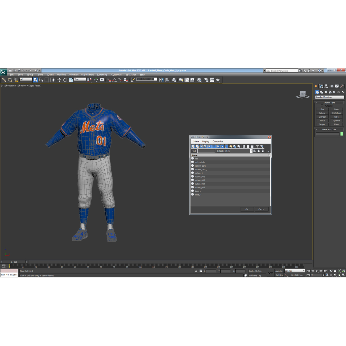 Baseball Player Outfit Mets 3 3D model