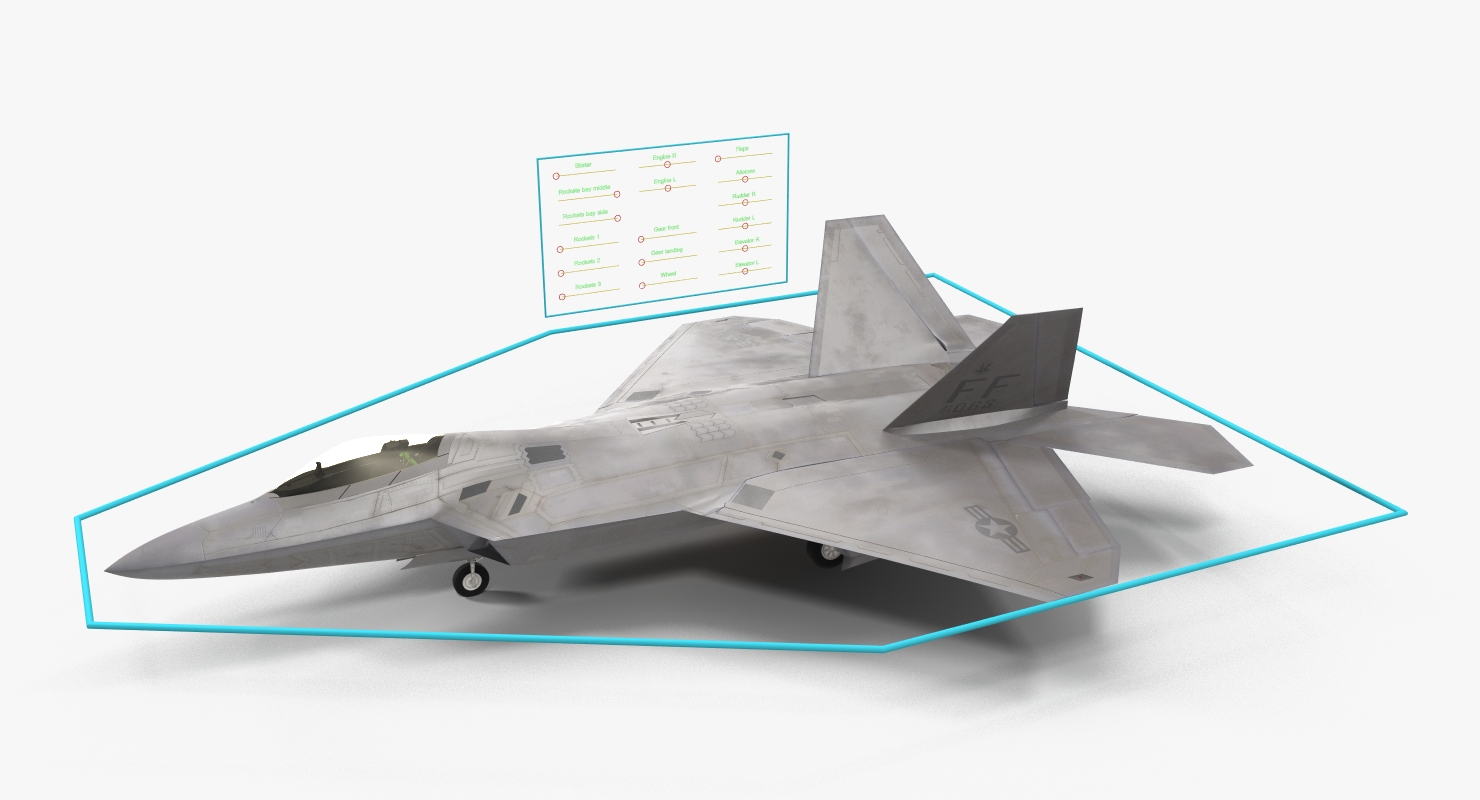 3D F 22 Raptor Rigged model