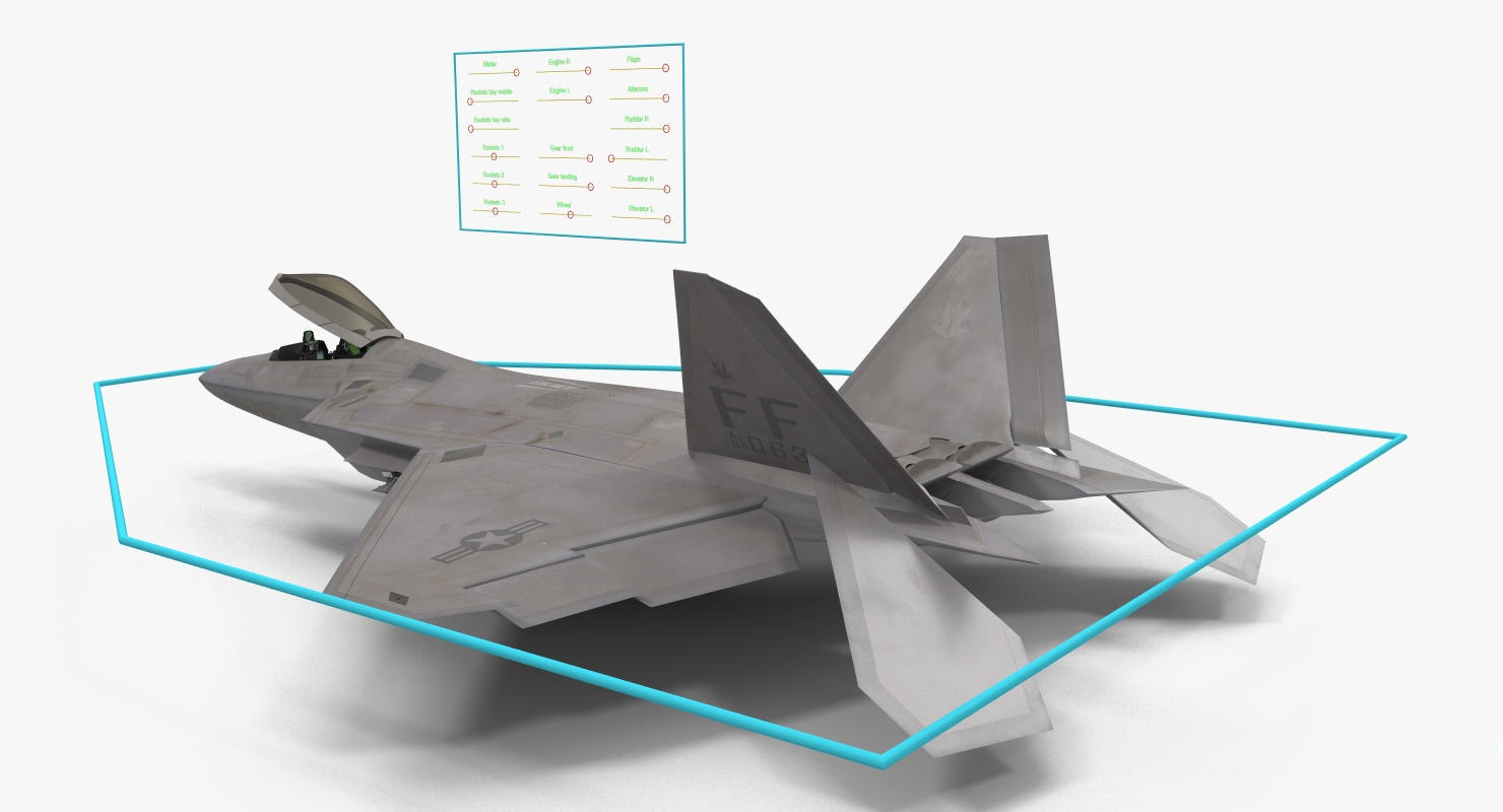 3D F 22 Raptor Rigged model