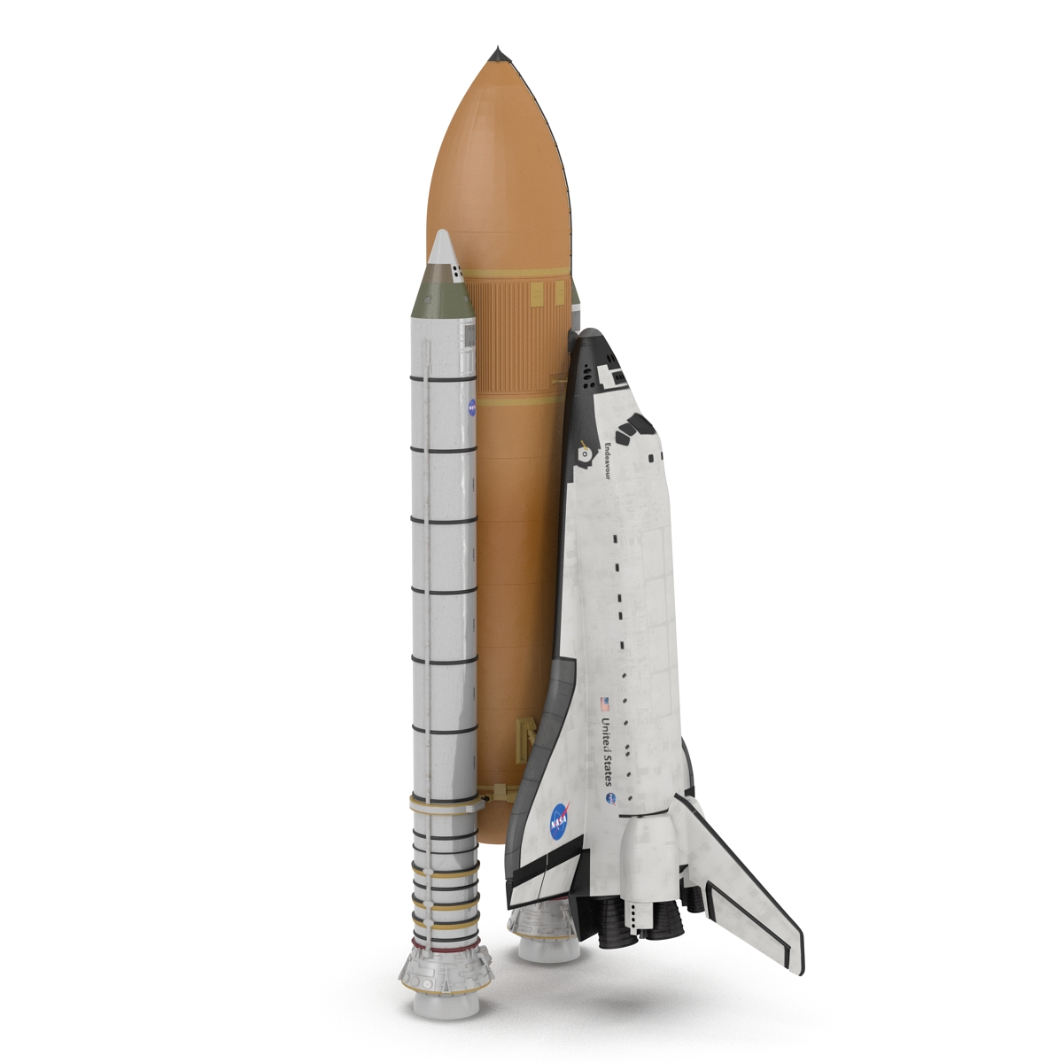 Space Shuttle Endeavour With Boosters 3D