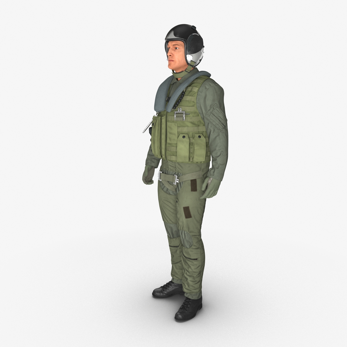 3D Military Jet Fighter Pilot Pose 2 model