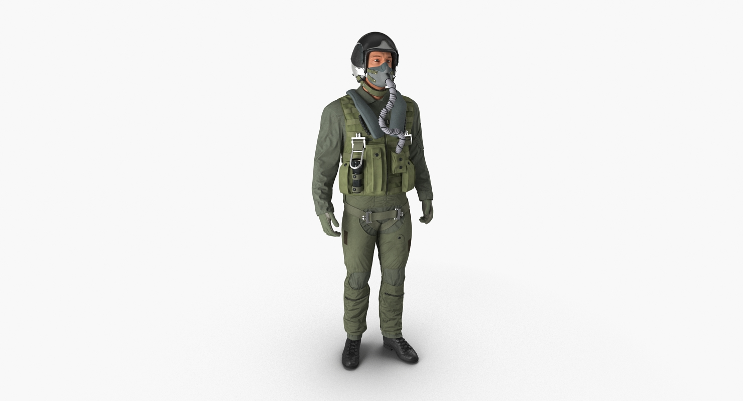 3D US Military Jet Fighter Pilot Pose 2