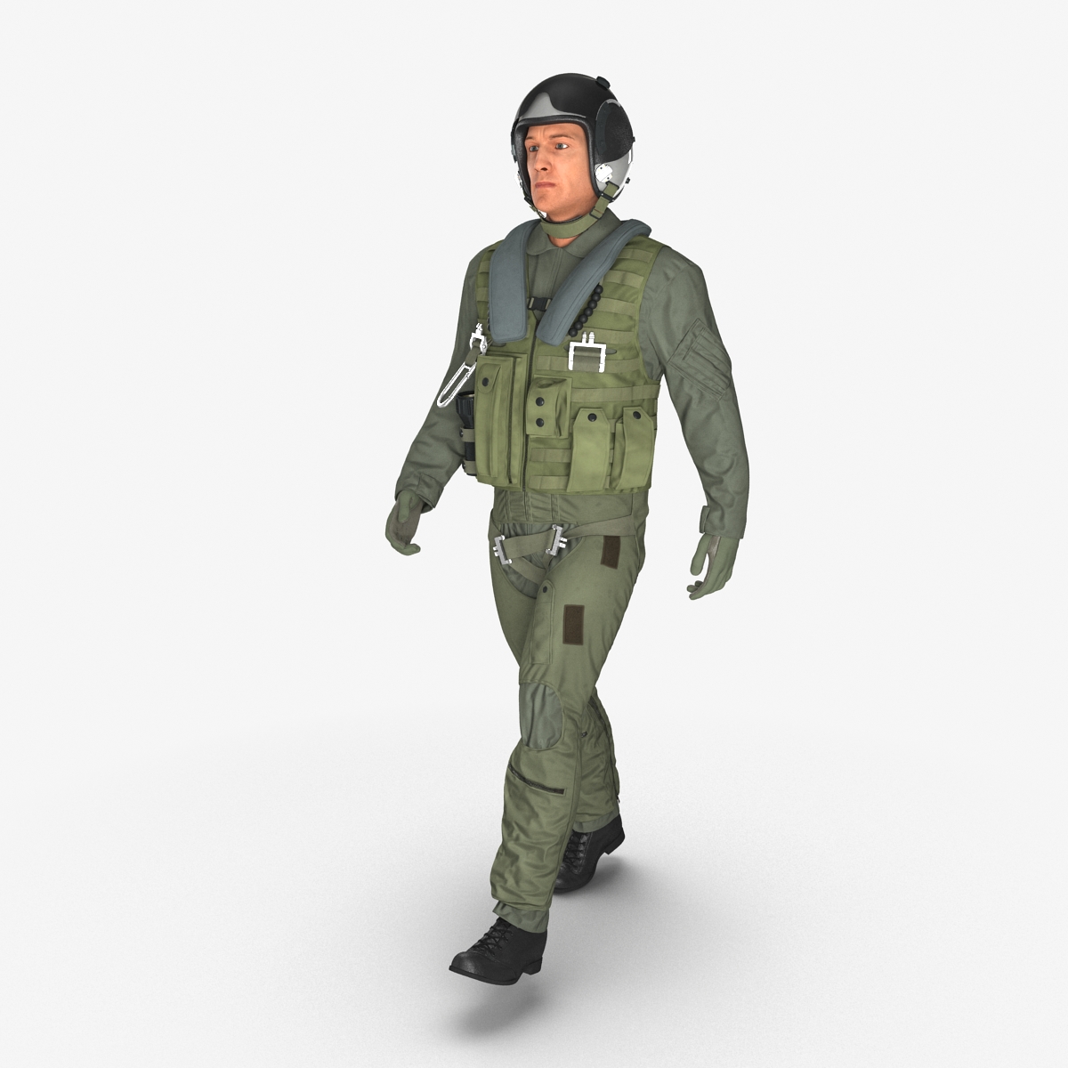 3D Military Jet Fighter Pilot Pose 3 model