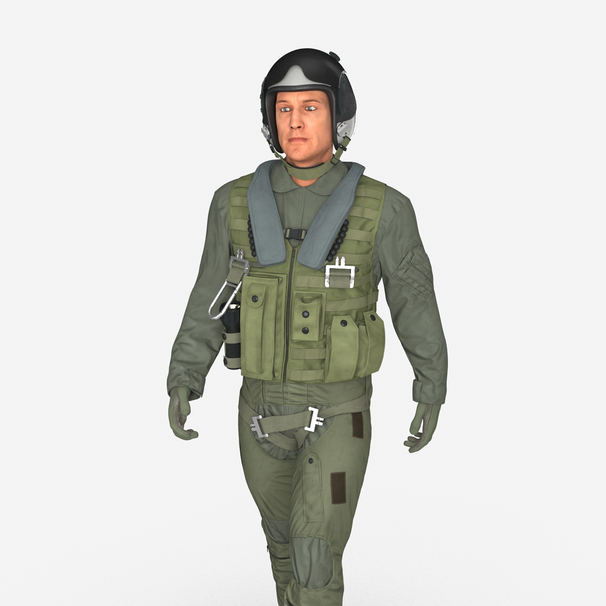 3D Military Jet Fighter Pilot Pose 3 model