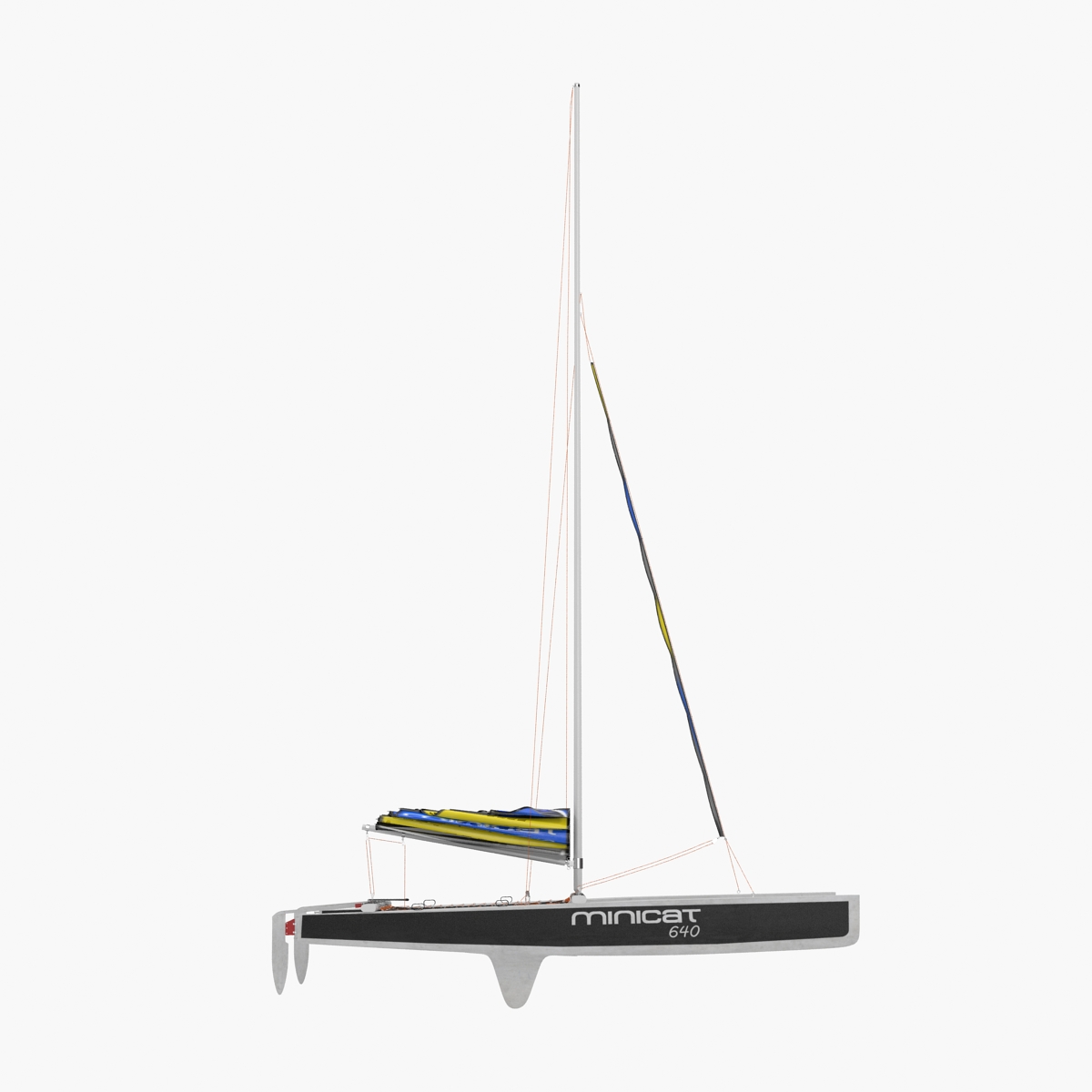 3D Small Sail Catamaran Black