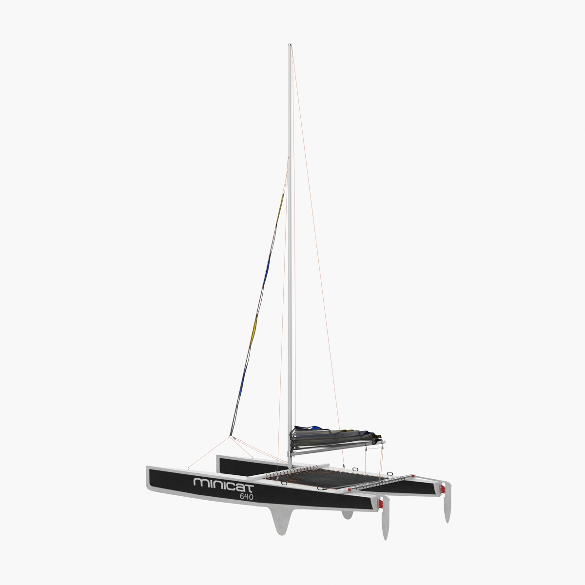 3D Small Sail Catamaran Black