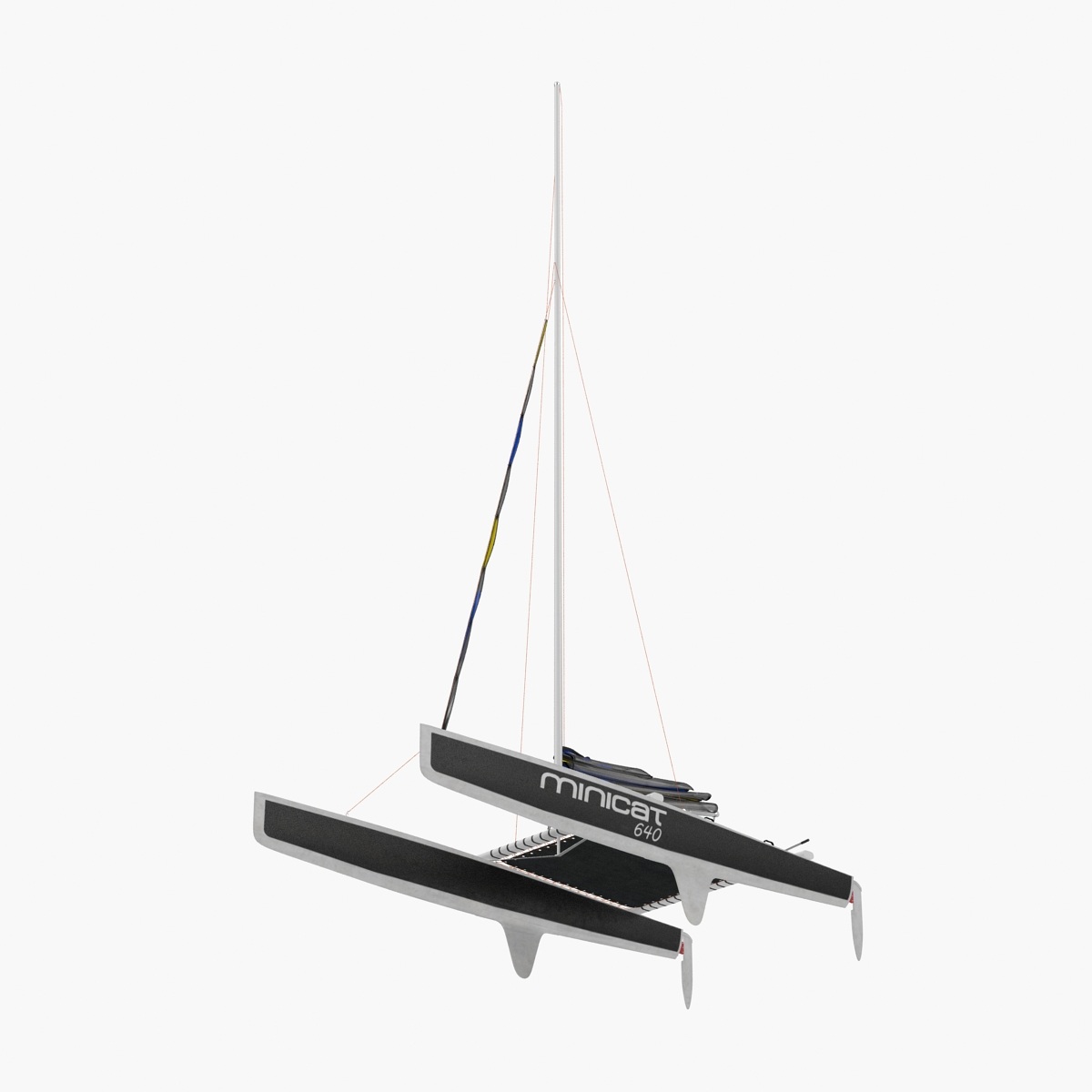 3D Small Sail Catamaran Black