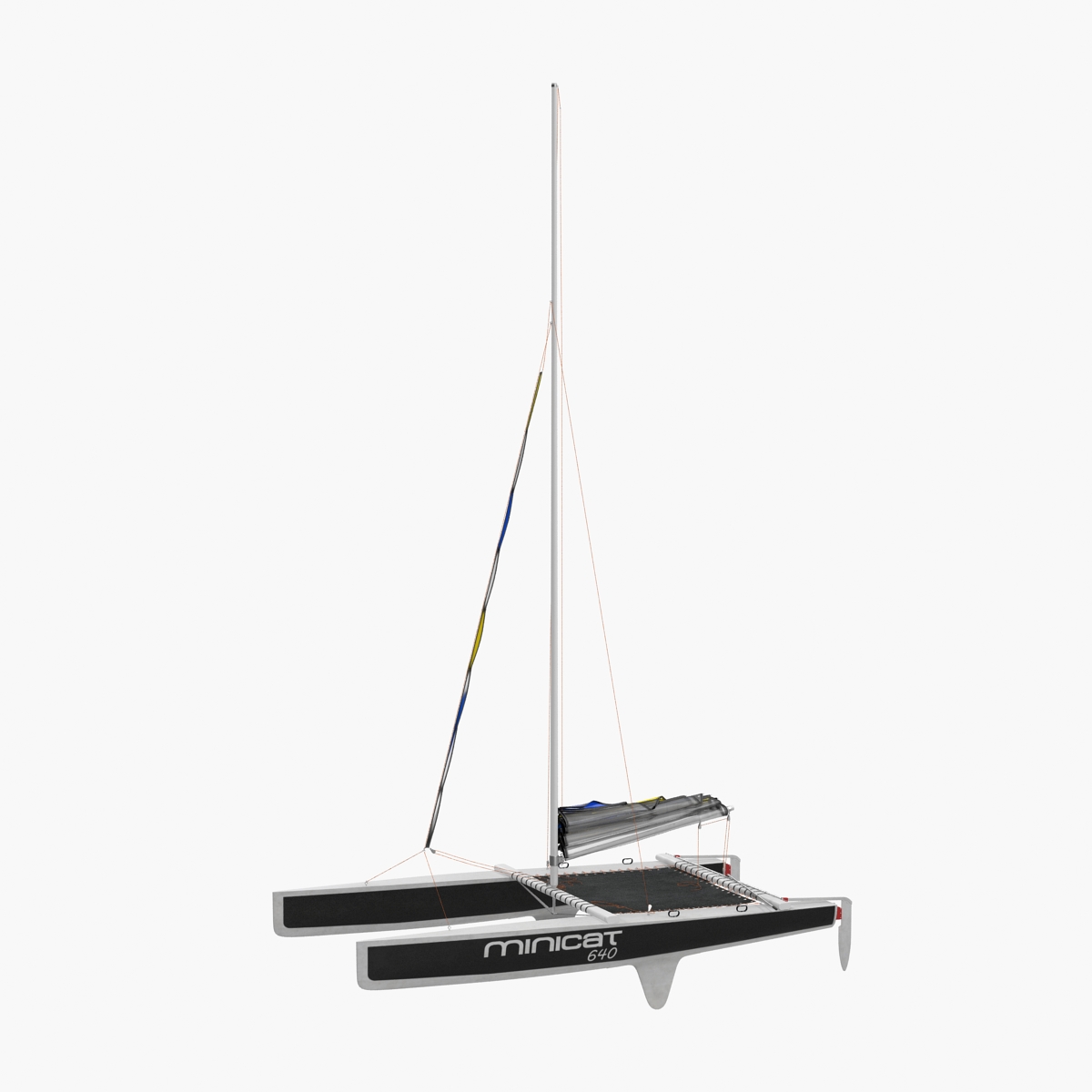 3D Small Sail Catamaran Black