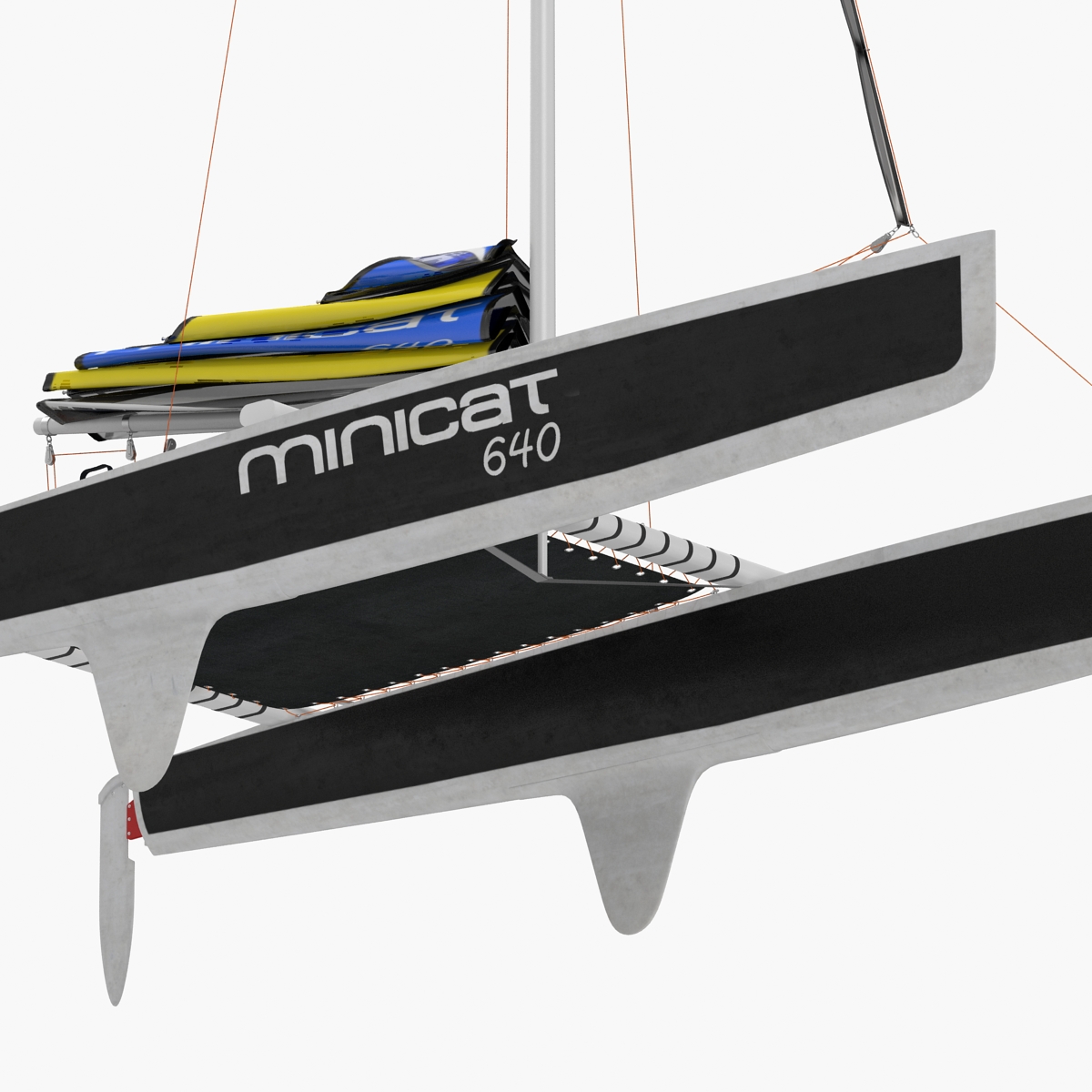 3D Small Sail Catamaran Black