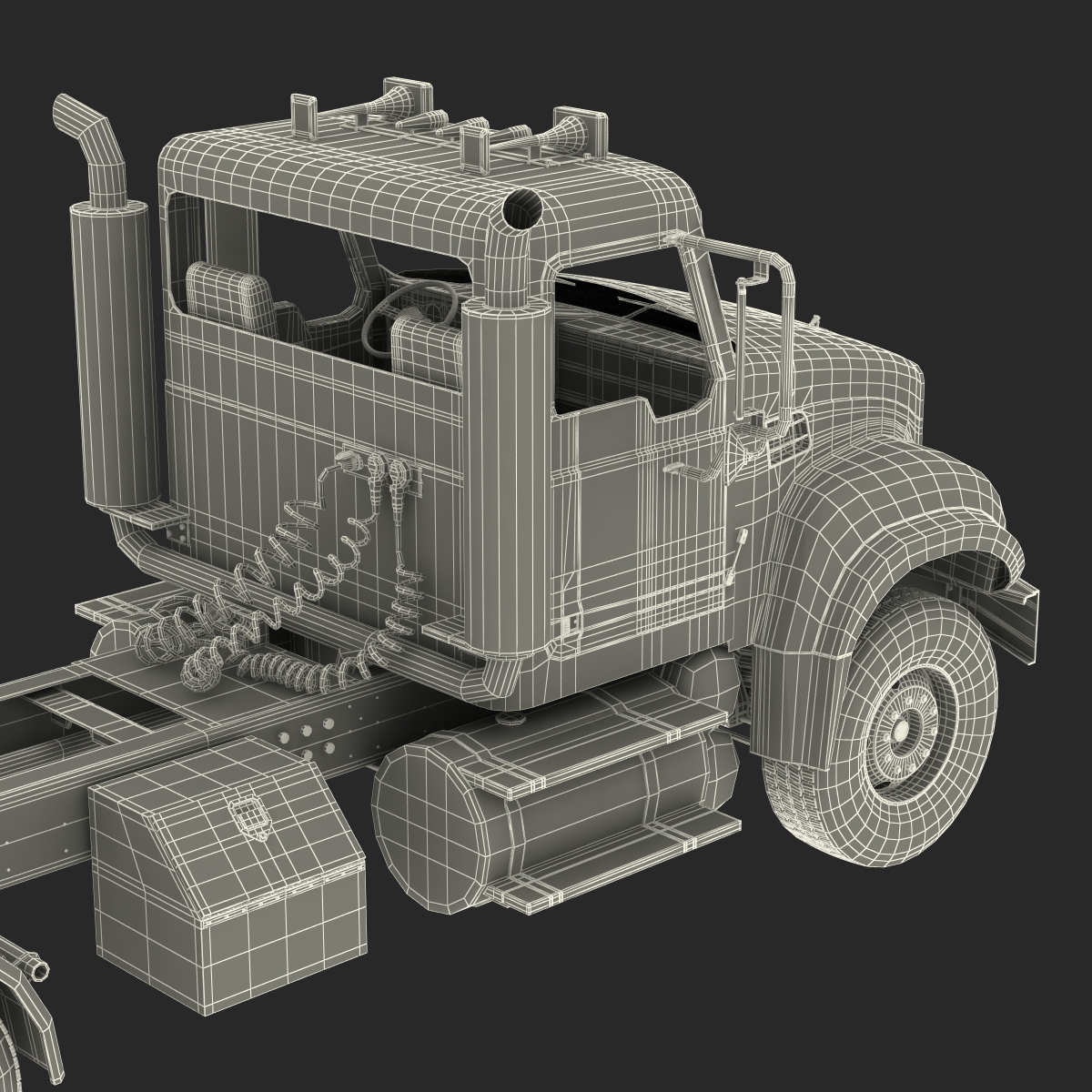 3D Truck Mack Simple Interior