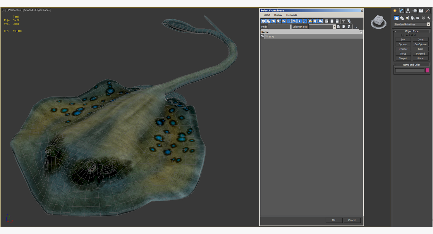 3D Spotted Stingray Pose 3 model