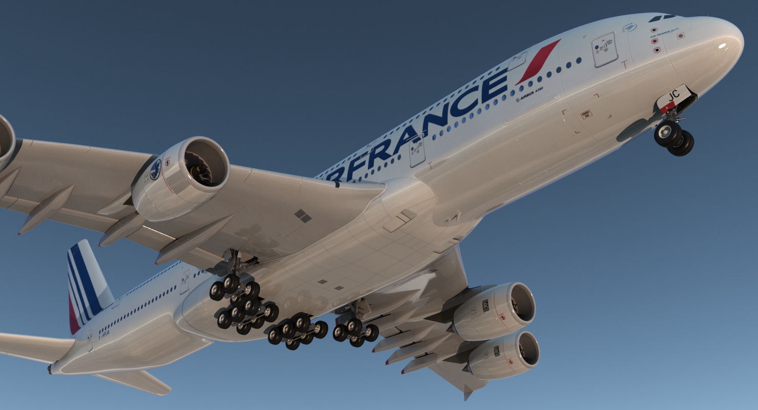 Airbus A380 1000 Air France Rigged 3D model