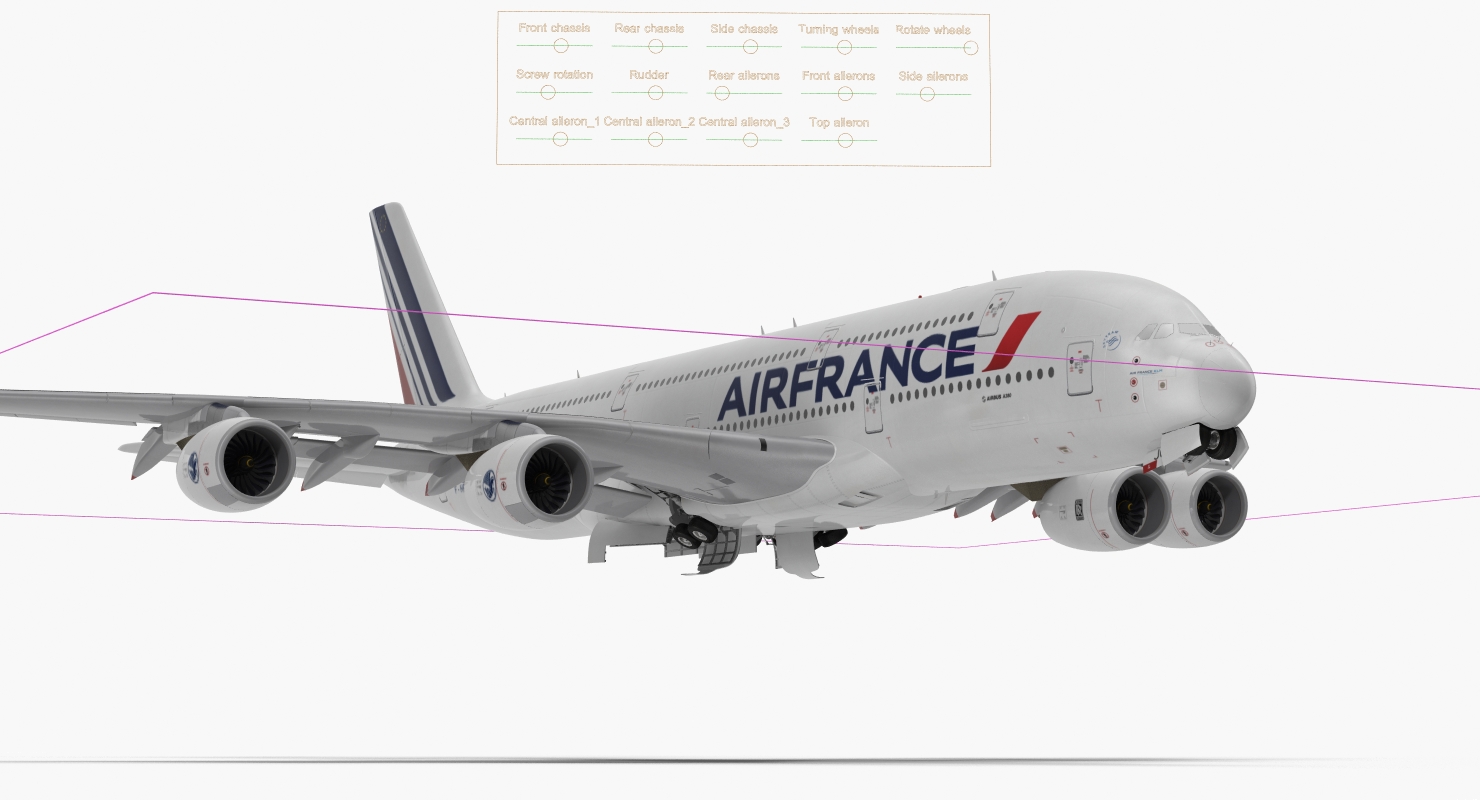 Airbus A380 1000 Air France Rigged 3D model