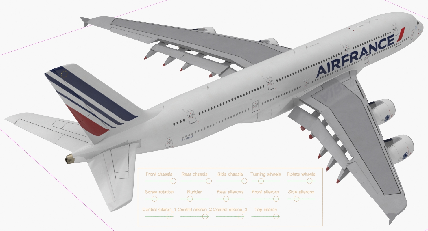 Airbus A380 1000 Air France Rigged 3D model