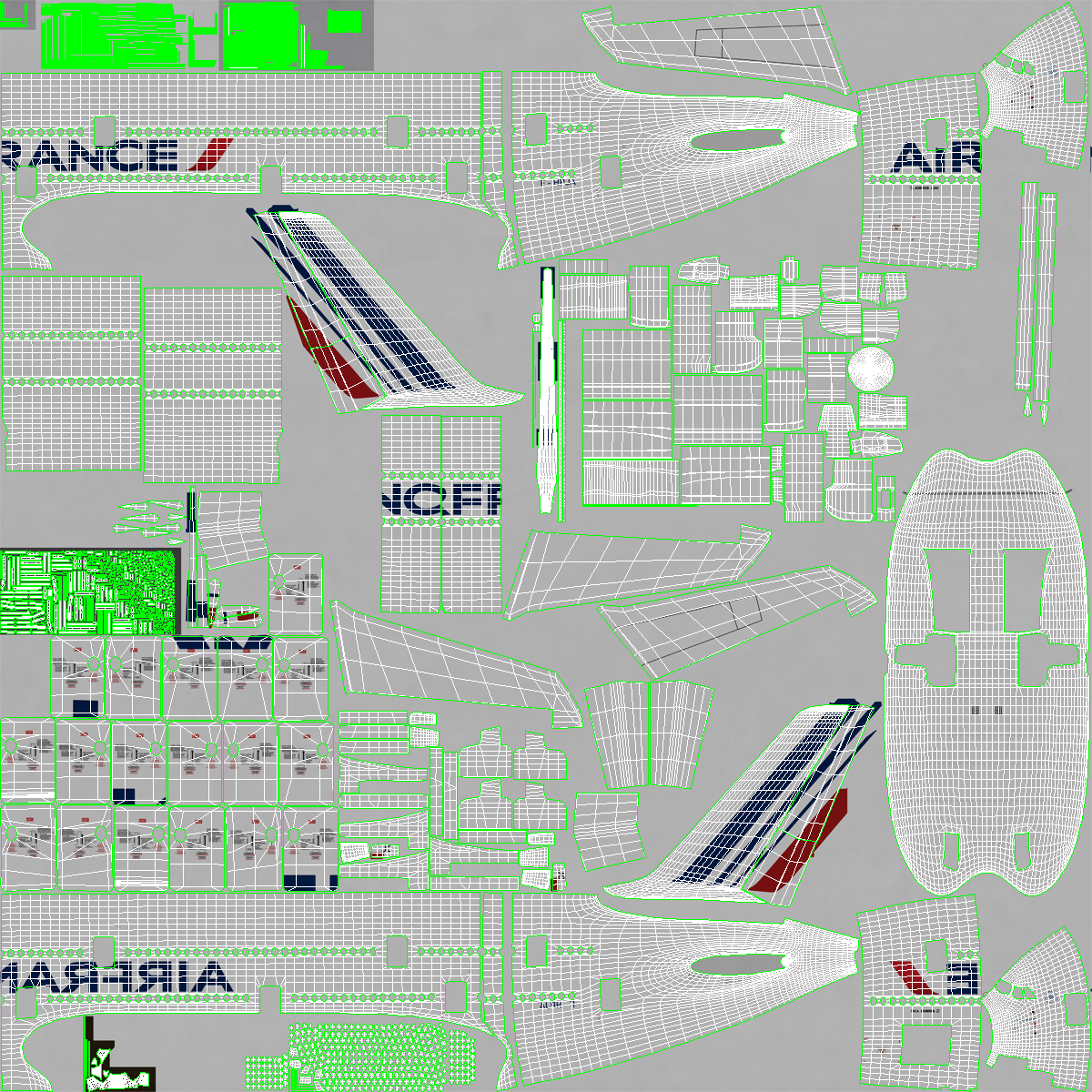 Airbus A380 1000 Air France Rigged 3D model