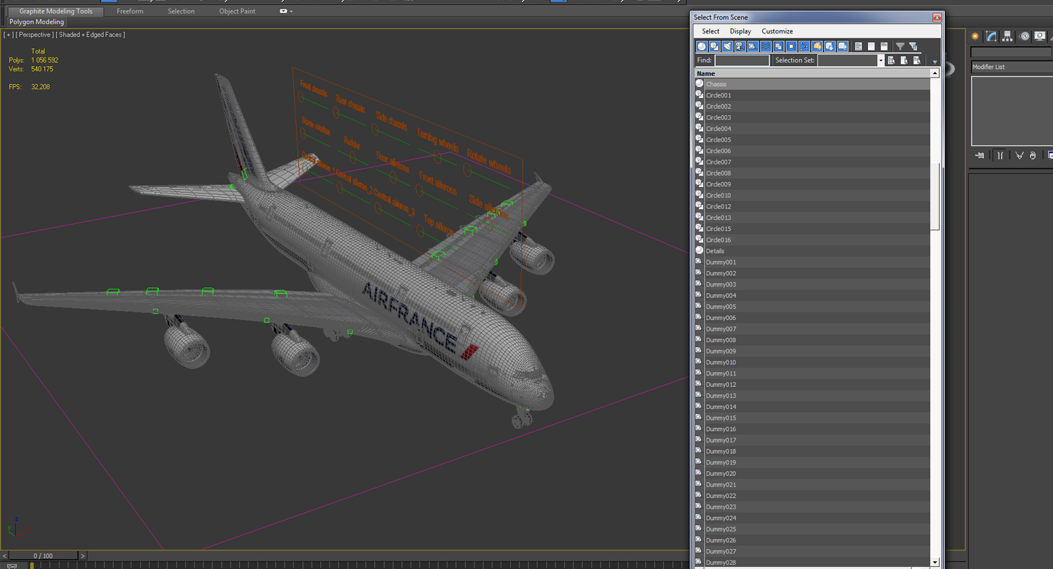 Airbus A380 1000 Air France Rigged 3D model