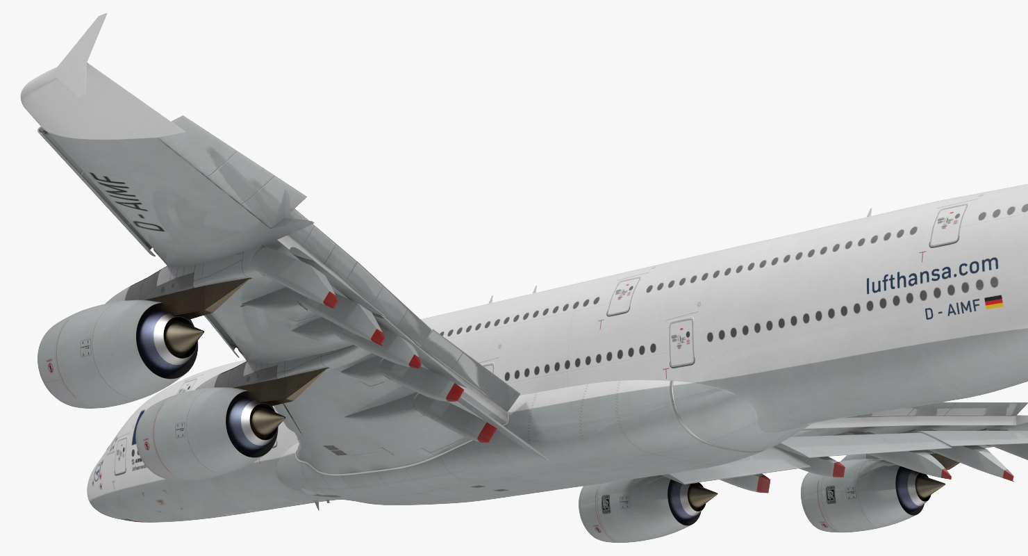 3D Airbus A380 1000 Lufthansa Rigged model