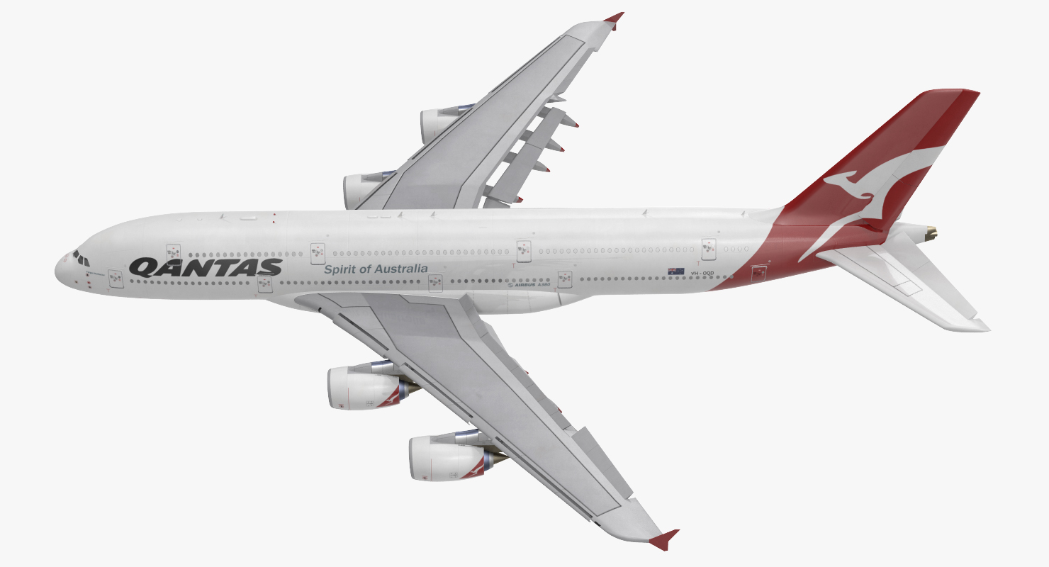 3D model Airbus A380 1000 Qantas Rigged