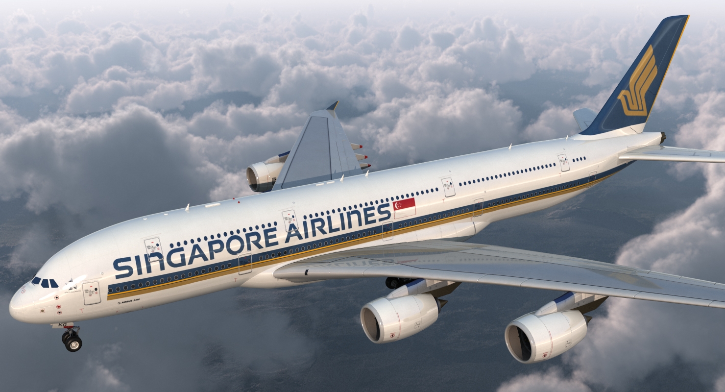 Airbus A380 1000 Singapore Airlines Rigged 3D