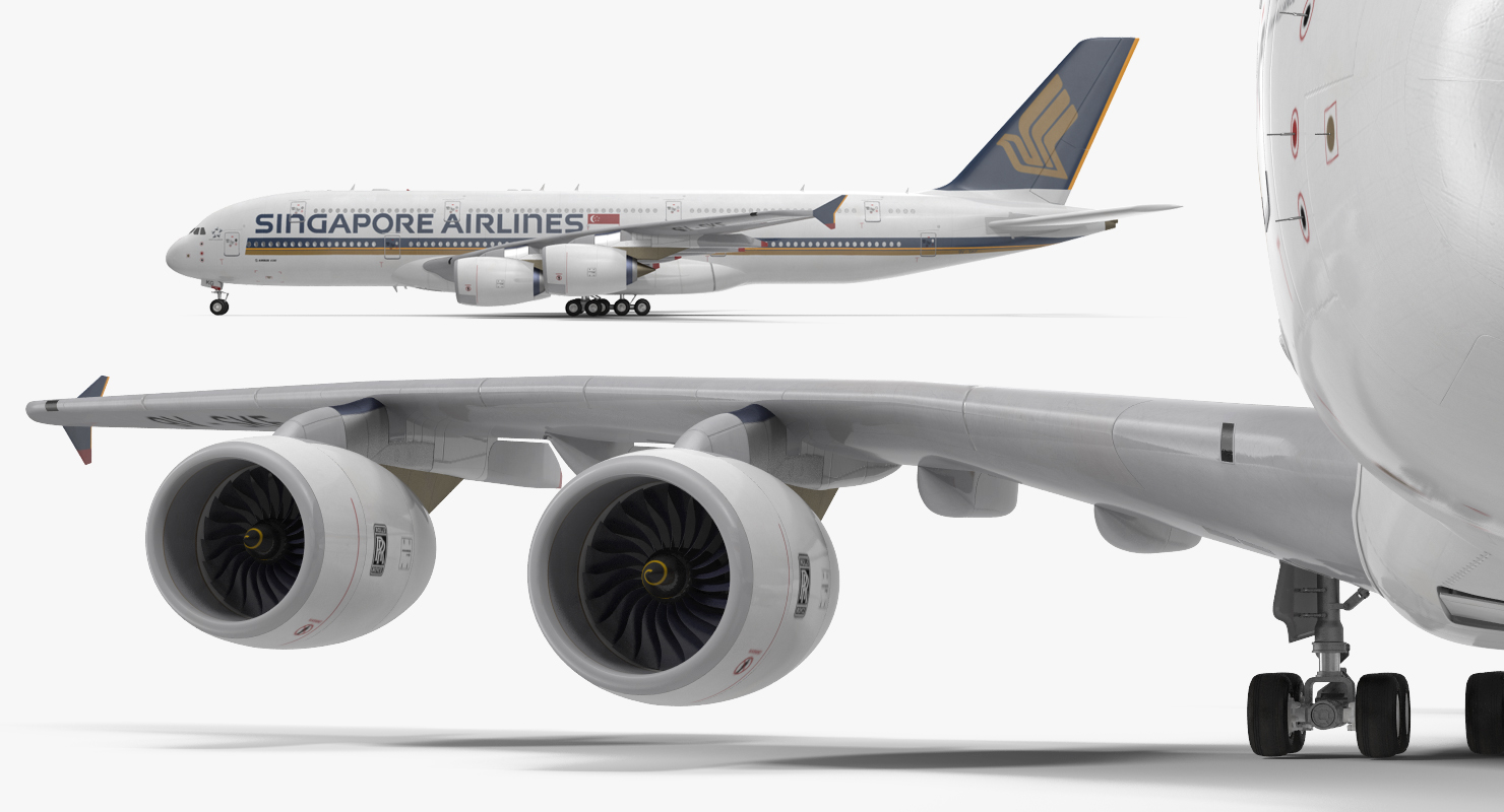 Airbus A380 1000 Singapore Airlines Rigged 3D