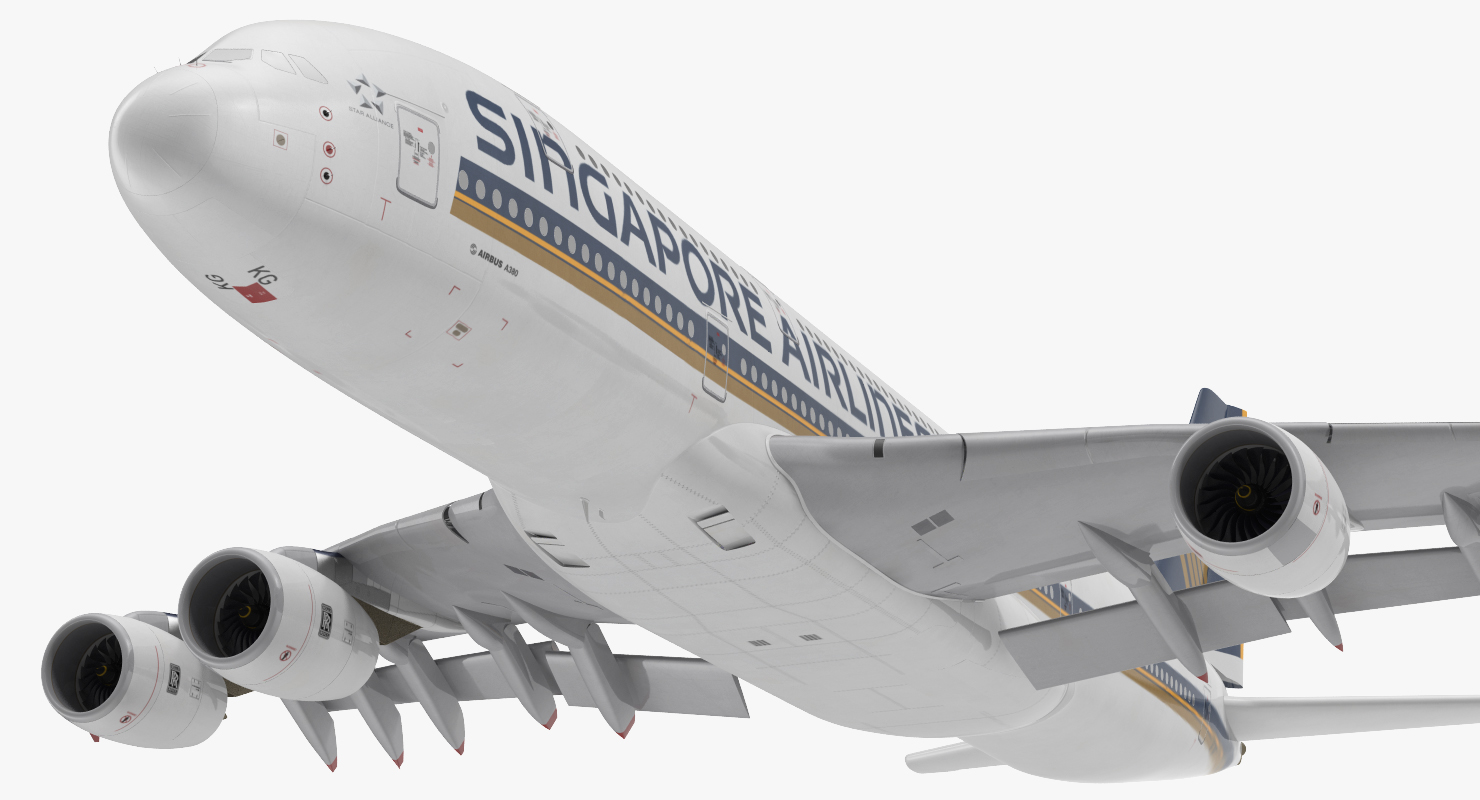 Airbus A380 1000 Singapore Airlines Rigged 3D