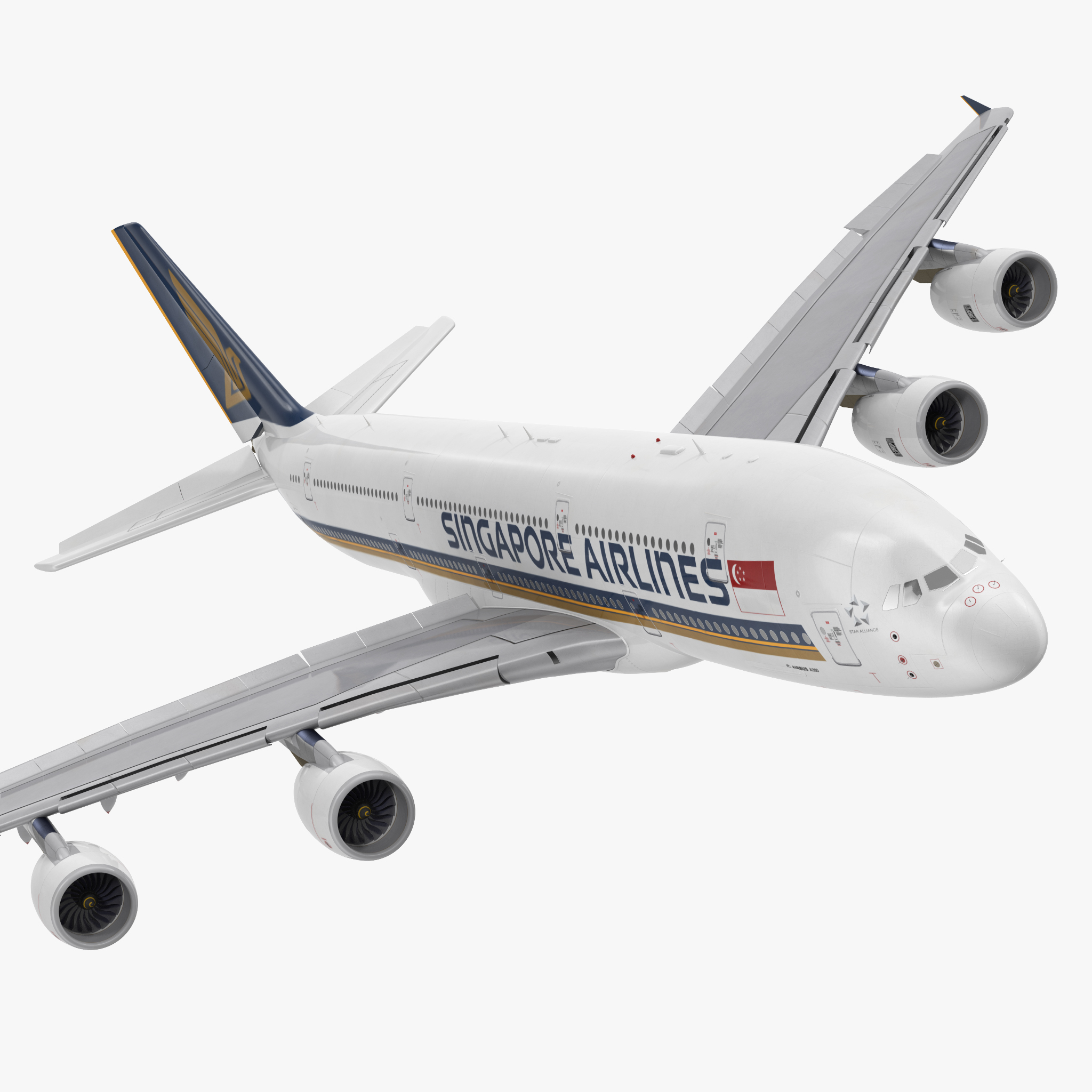 Airbus A380 1000 Singapore Airlines Rigged 3D