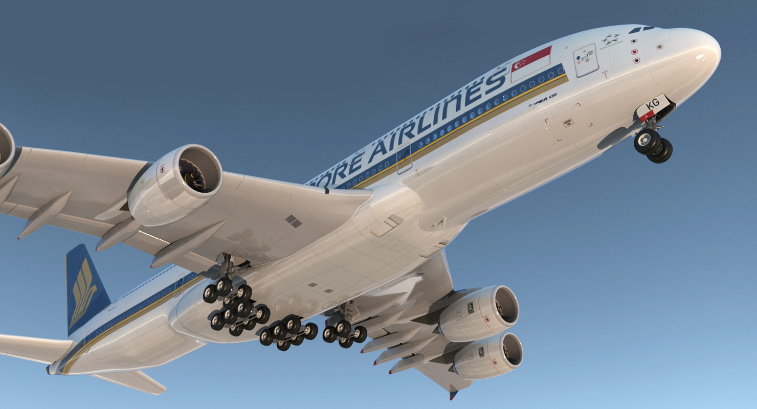 Airbus A380 1000 Singapore Airlines Rigged 3D