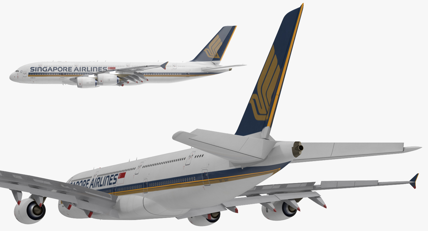 Airbus A380 1000 Singapore Airlines Rigged 3D