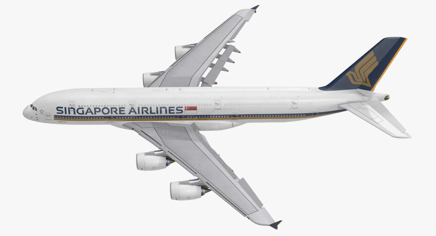 Airbus A380 1000 Singapore Airlines Rigged 3D