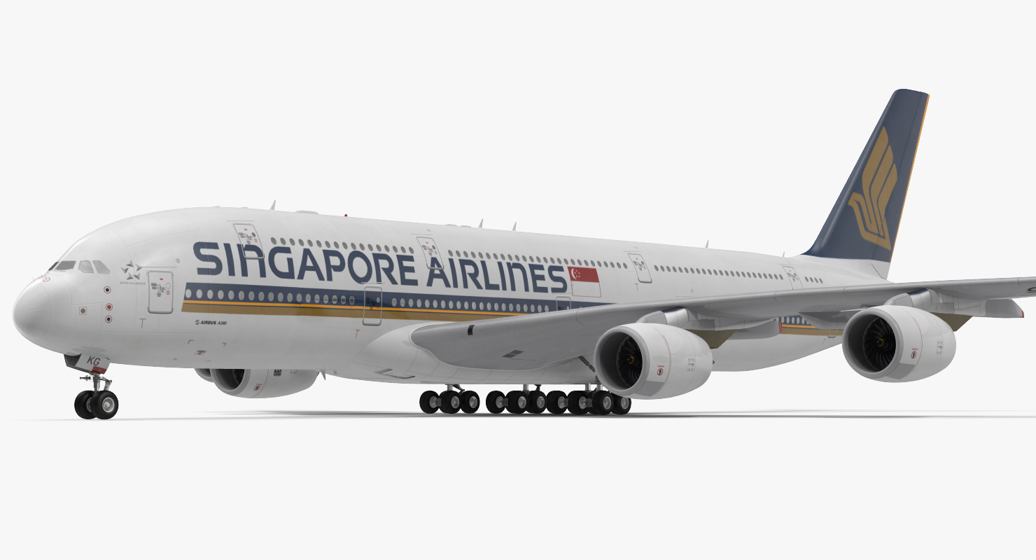 Airbus A380 1000 Singapore Airlines Rigged 3D