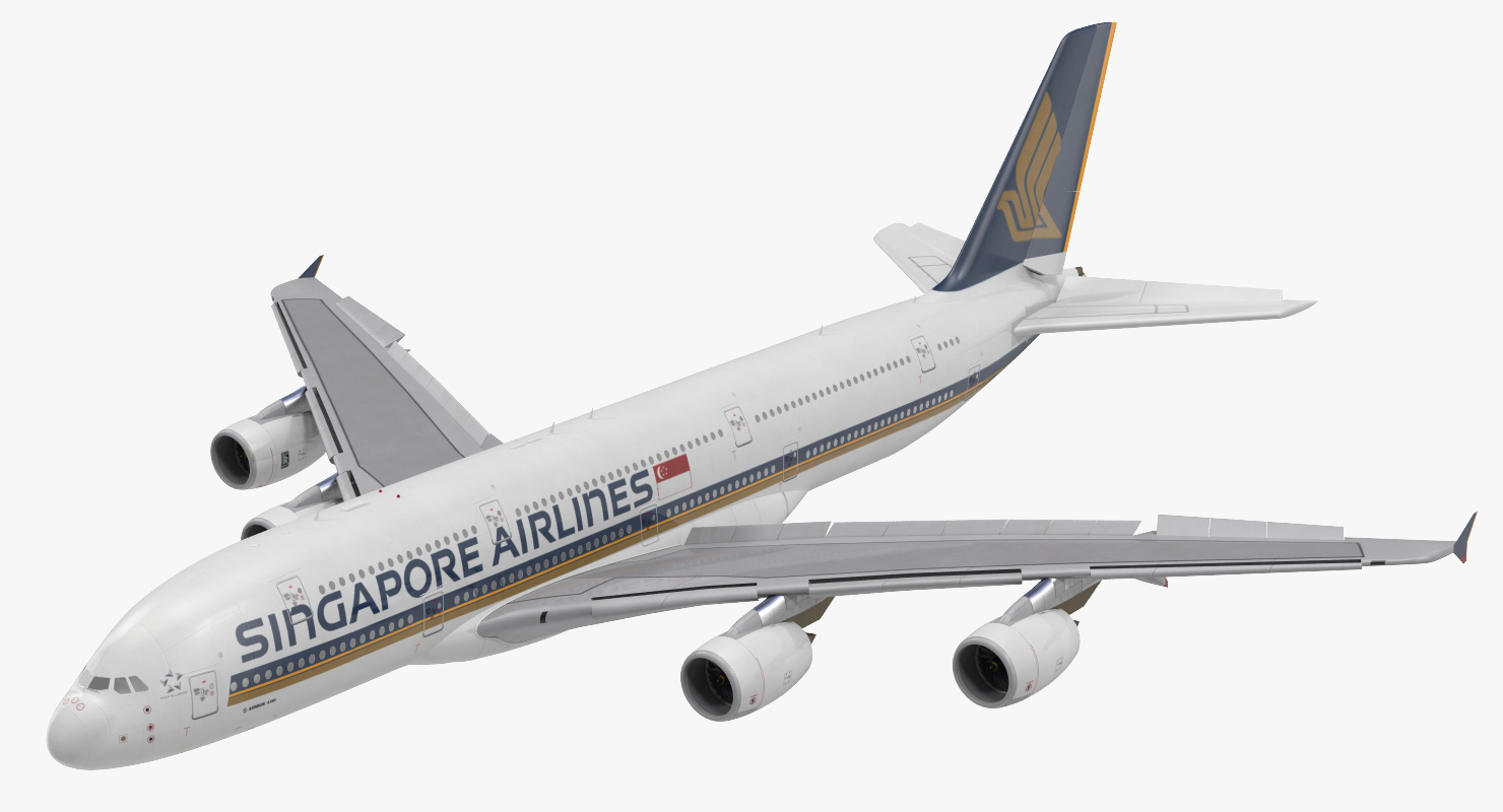 Airbus A380 1000 Singapore Airlines Rigged 3D