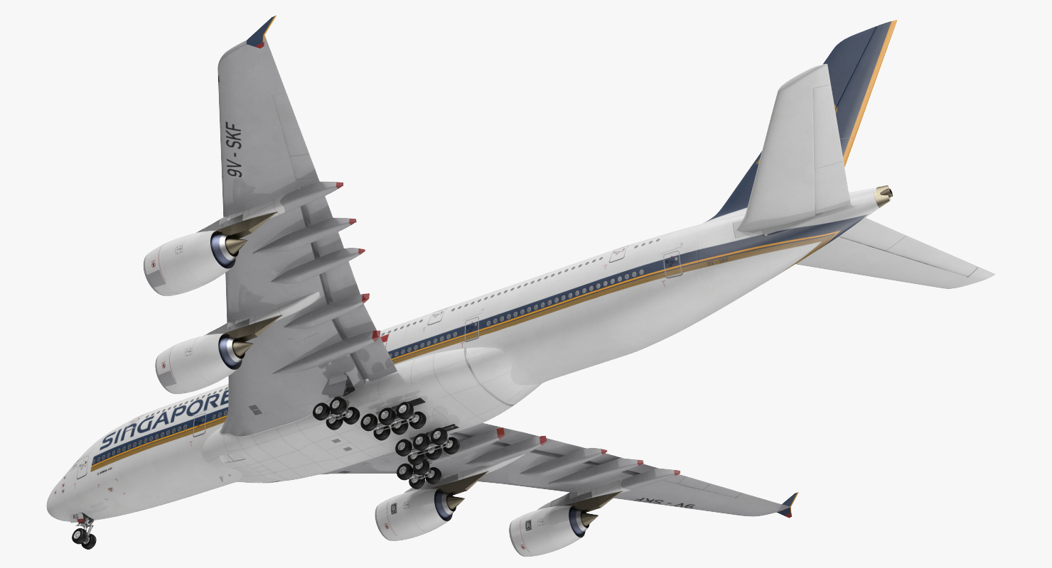 Airbus A380 1000 Singapore Airlines Rigged 3D