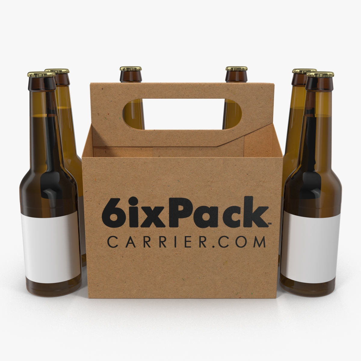 3D 6 Pack Bottle Holder with Bottles model