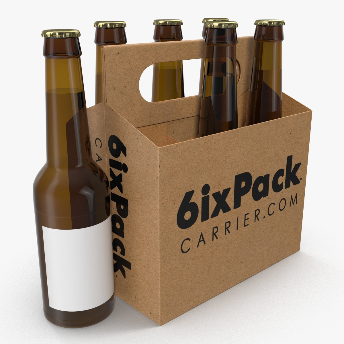 3D 6 Pack Bottle Holder with Bottles model