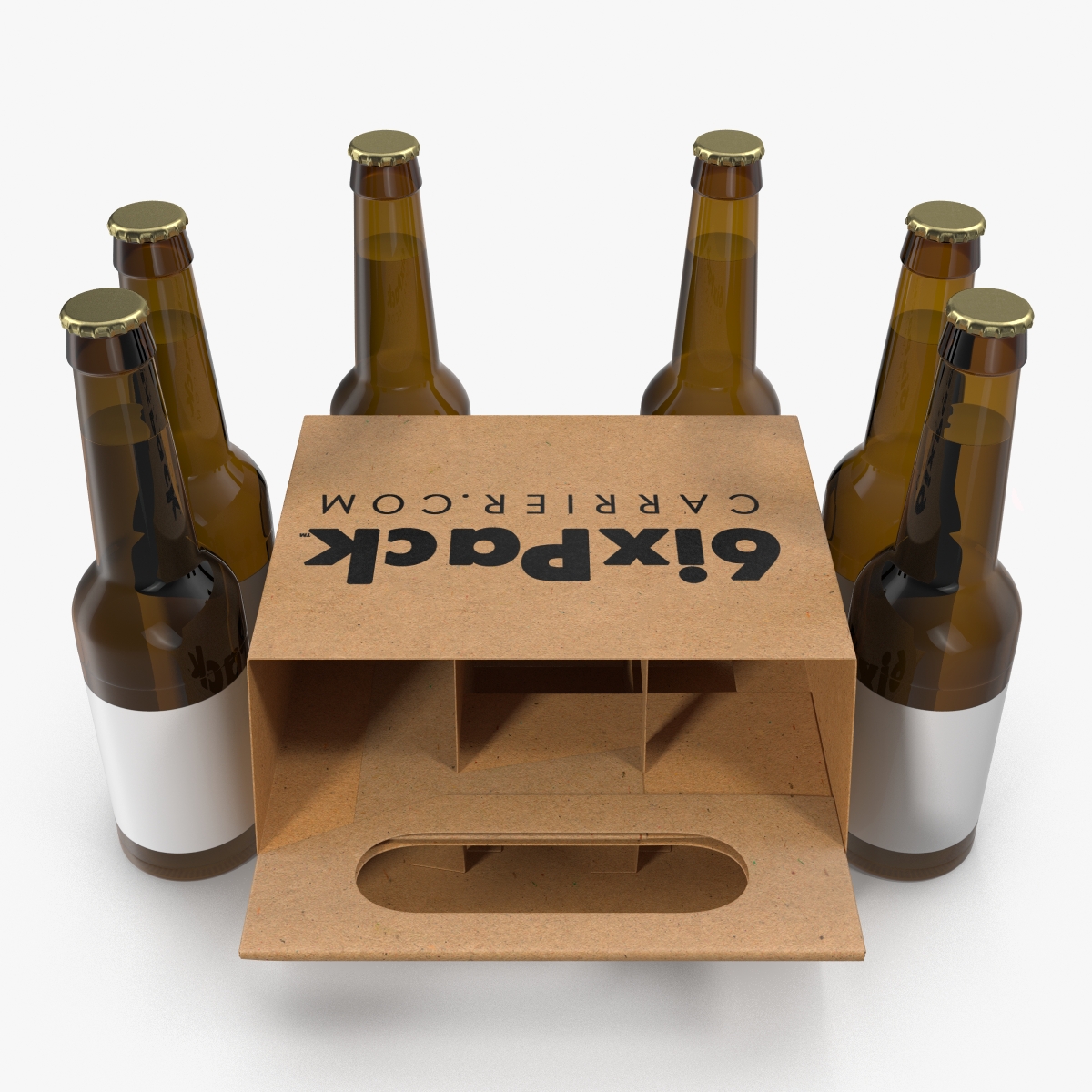 3D 6 Pack Bottle Holder with Bottles model