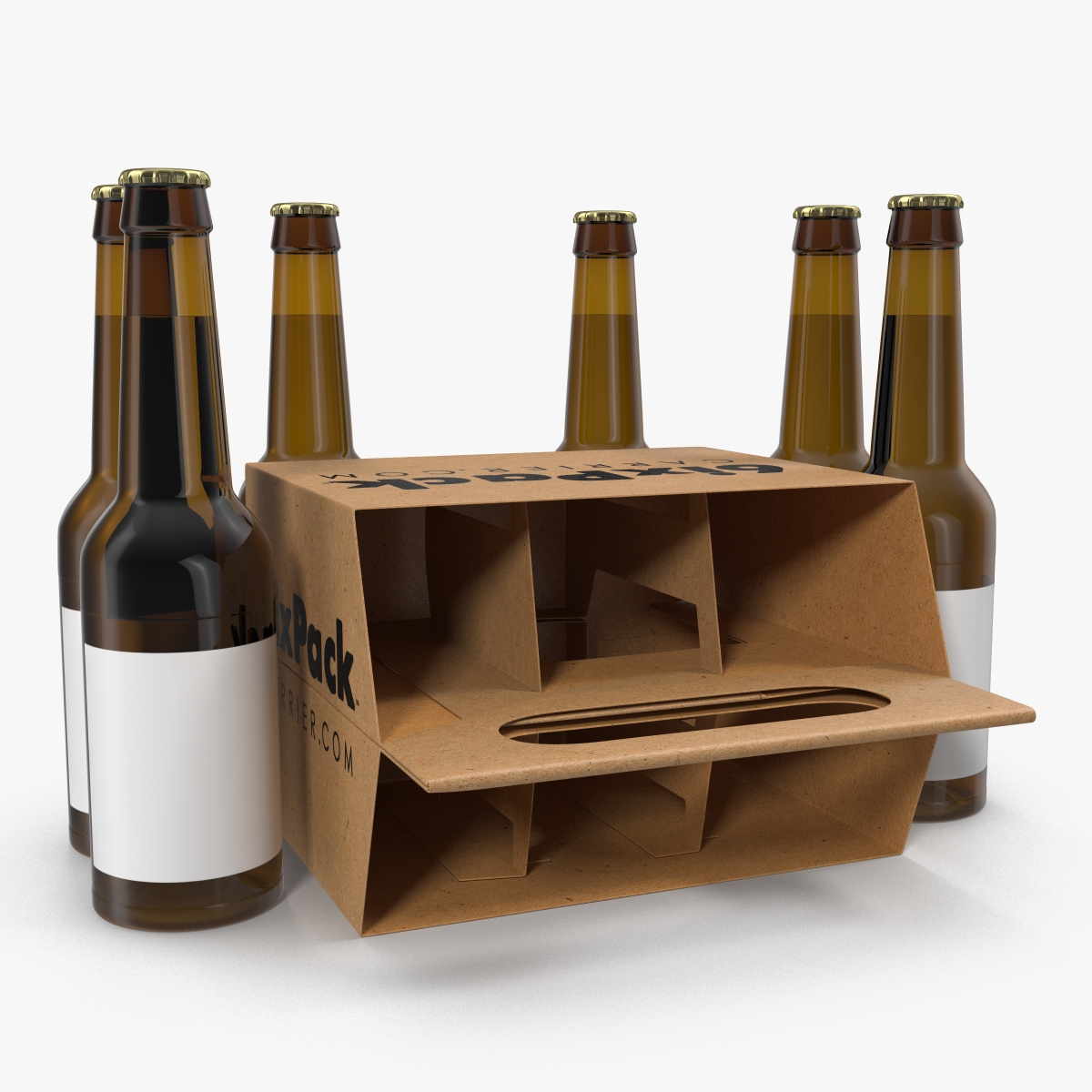 3D 6 Pack Bottle Holder with Bottles model