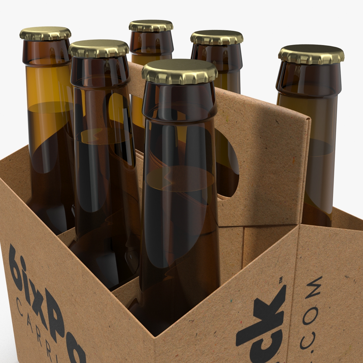 3D 6 Pack Bottle Holder with Bottles model