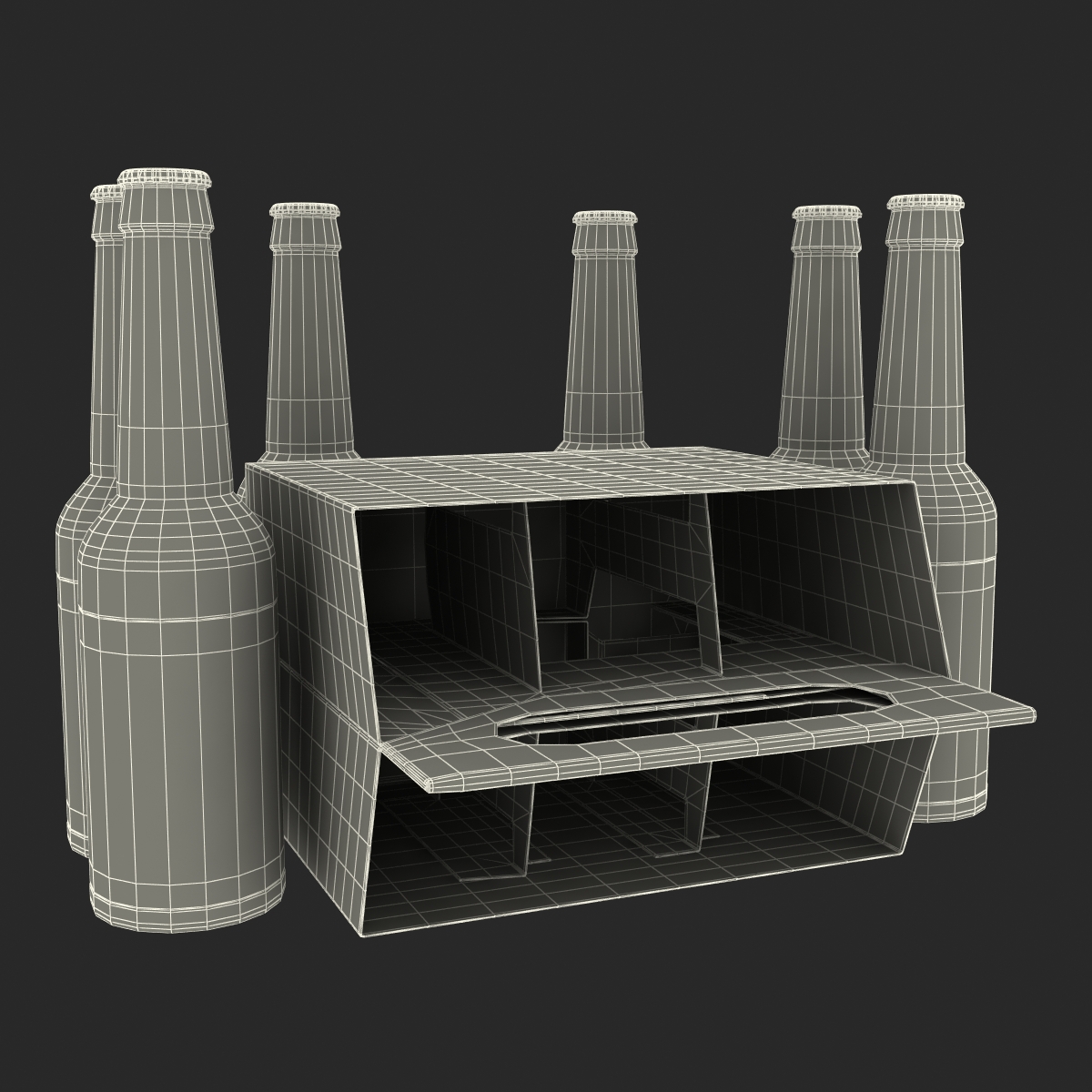 3D 6 Pack Bottle Holder with Bottles model