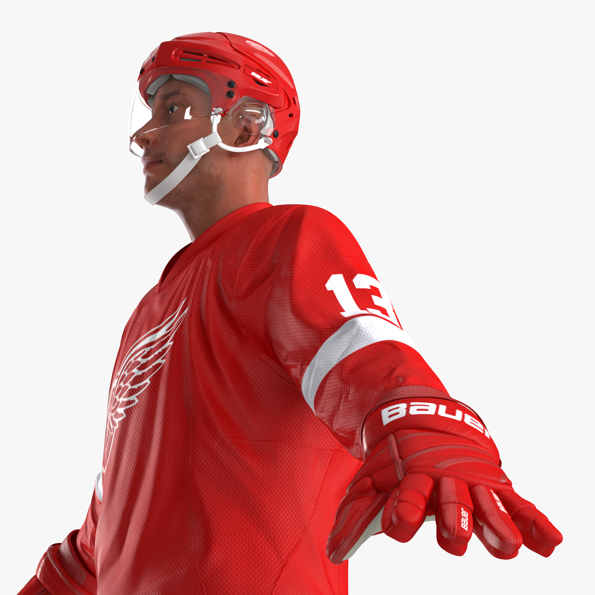 3D Hockey Player Detroit Red Wings