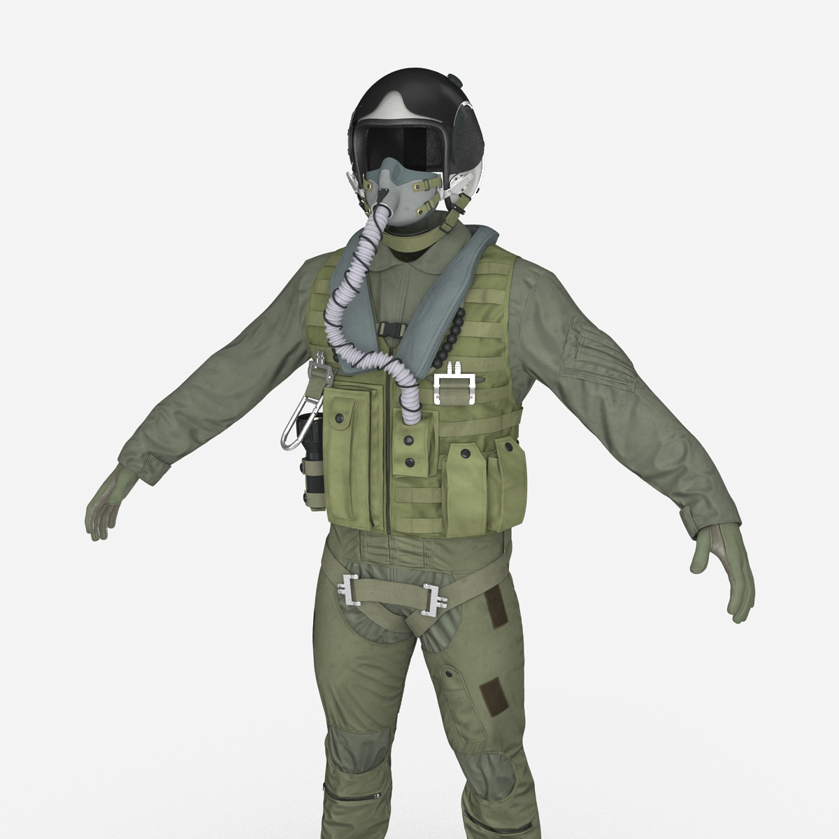 US Military Jet Fighter Pilot Uniform 3D