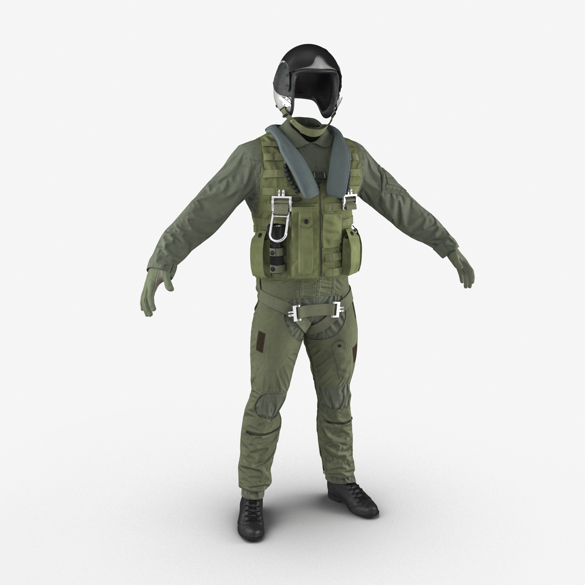 US Military Jet Fighter Pilot Uniform 2 3D model