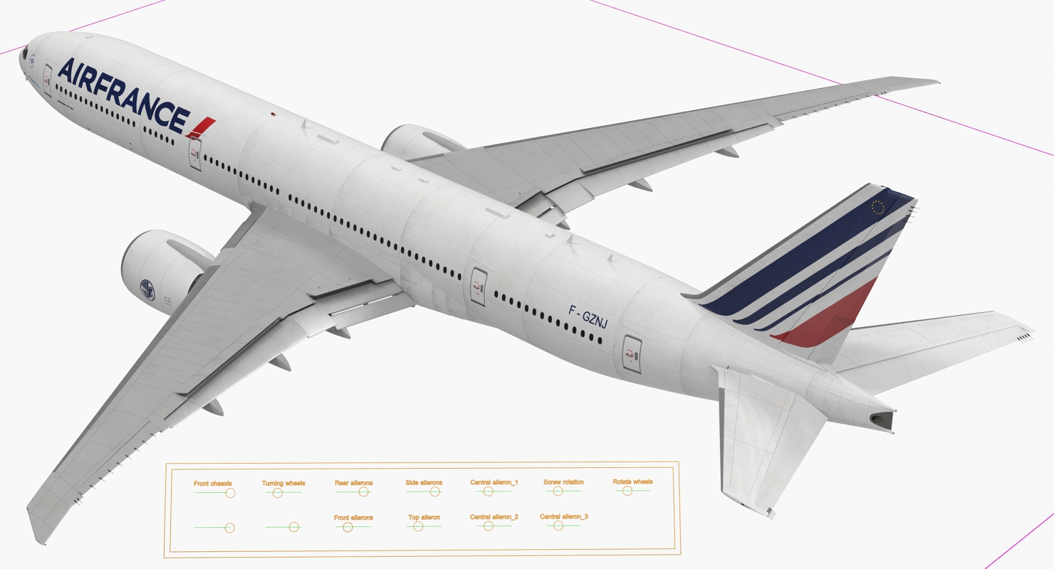 3D Boeing 777 8x Air France Rigged