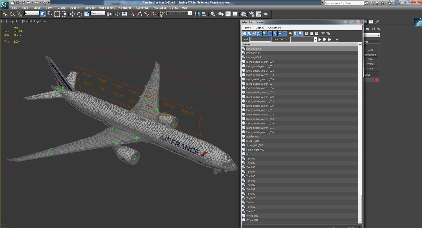 3D Boeing 777 8x Air France Rigged