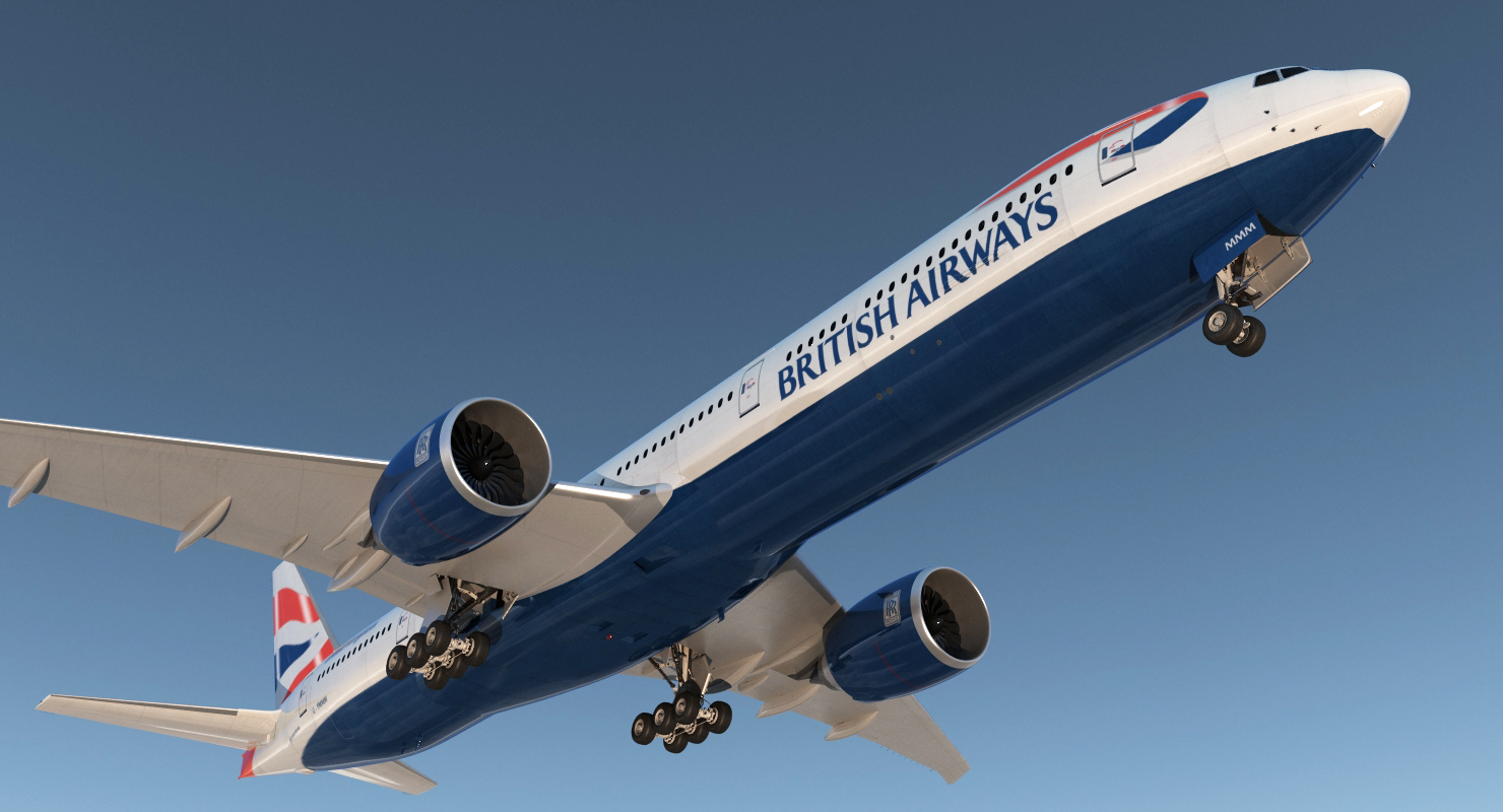 3D Boeing 777 8x British Airways Rigged