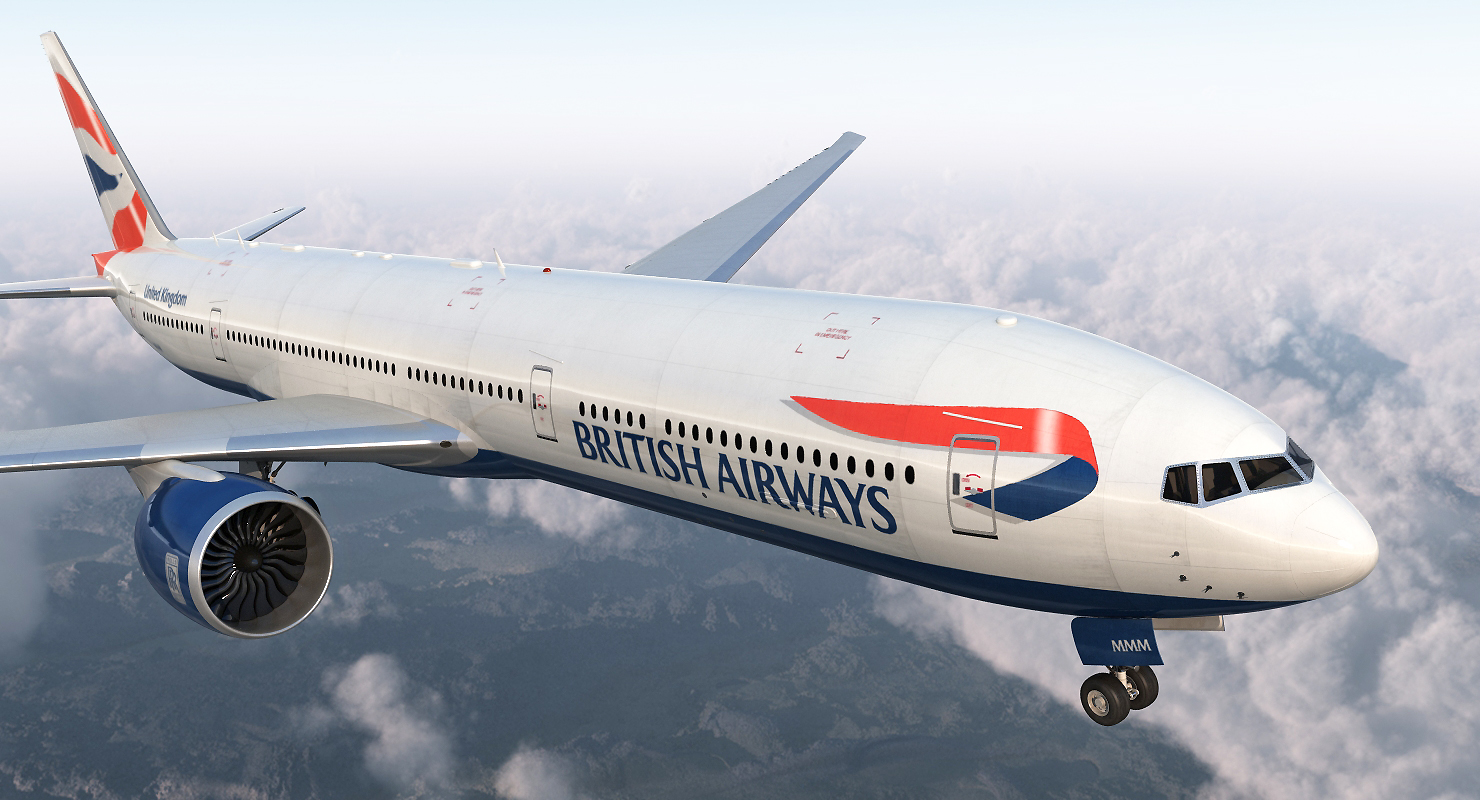 3D Boeing 777 8x British Airways Rigged