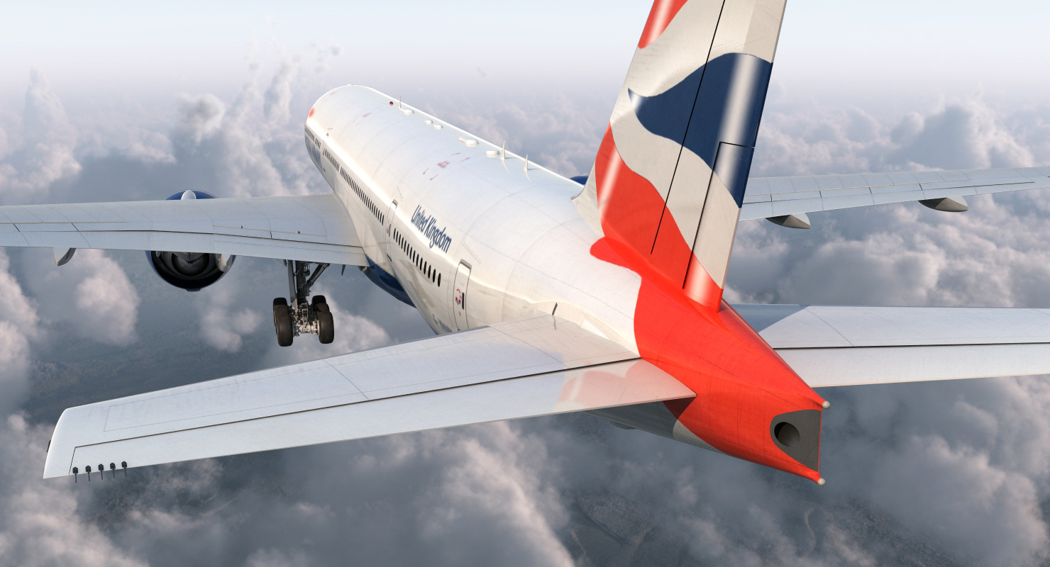 3D Boeing 777 8x British Airways Rigged